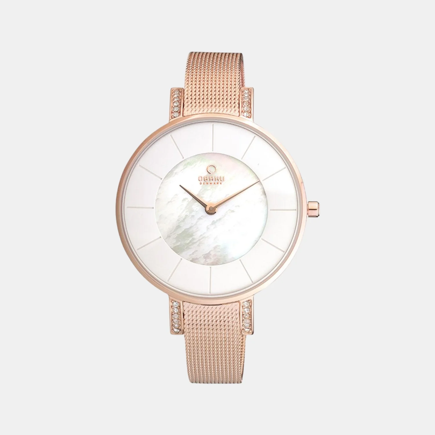 Lun Rose Women Quartz Pink Dial Analog Mesh Watch V158LEVWMV