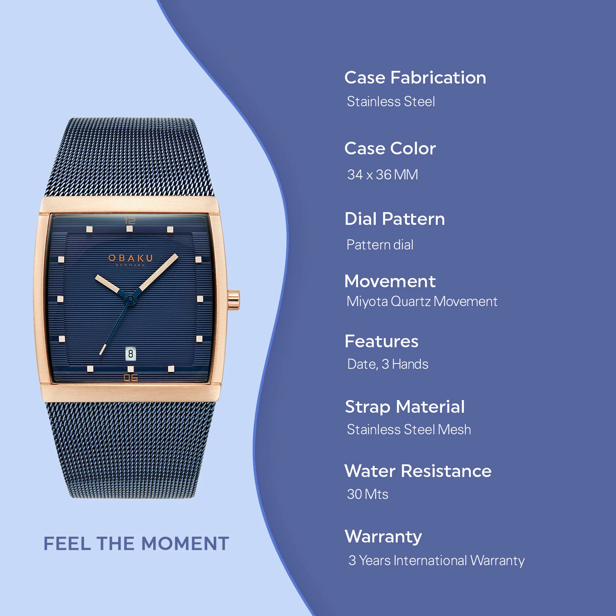 Lund Ocean Men Quartz Blue Dial Analog Stainless Steel Watch V102GDVLML - Image 5
