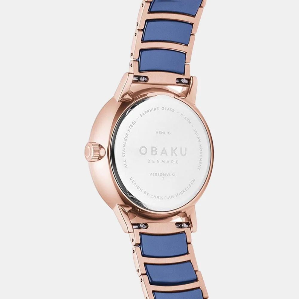 Venlig Sunset Women Quartz Blue Dial Analog Stainless Steel Watch V208GMVLSL - Image 3