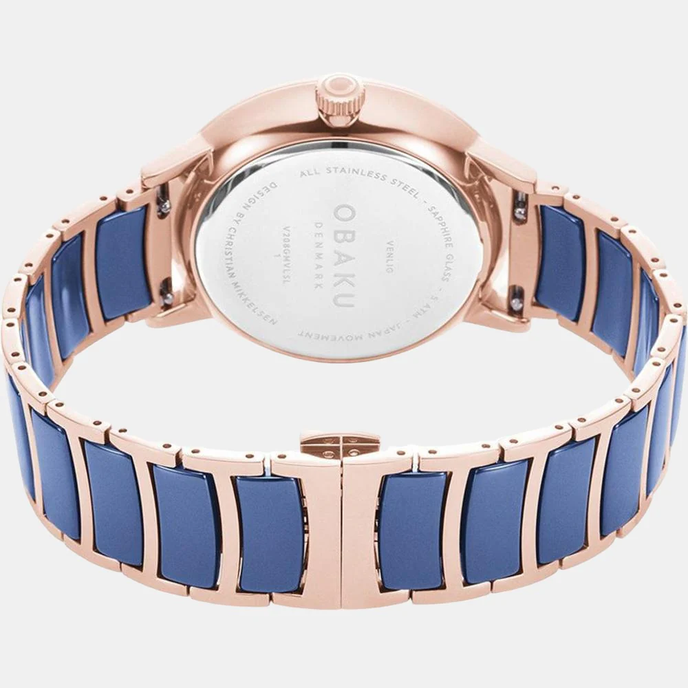 Venlig Sunset Women Quartz Blue Dial Analog Stainless Steel Watch V208GMVLSL - Image 4