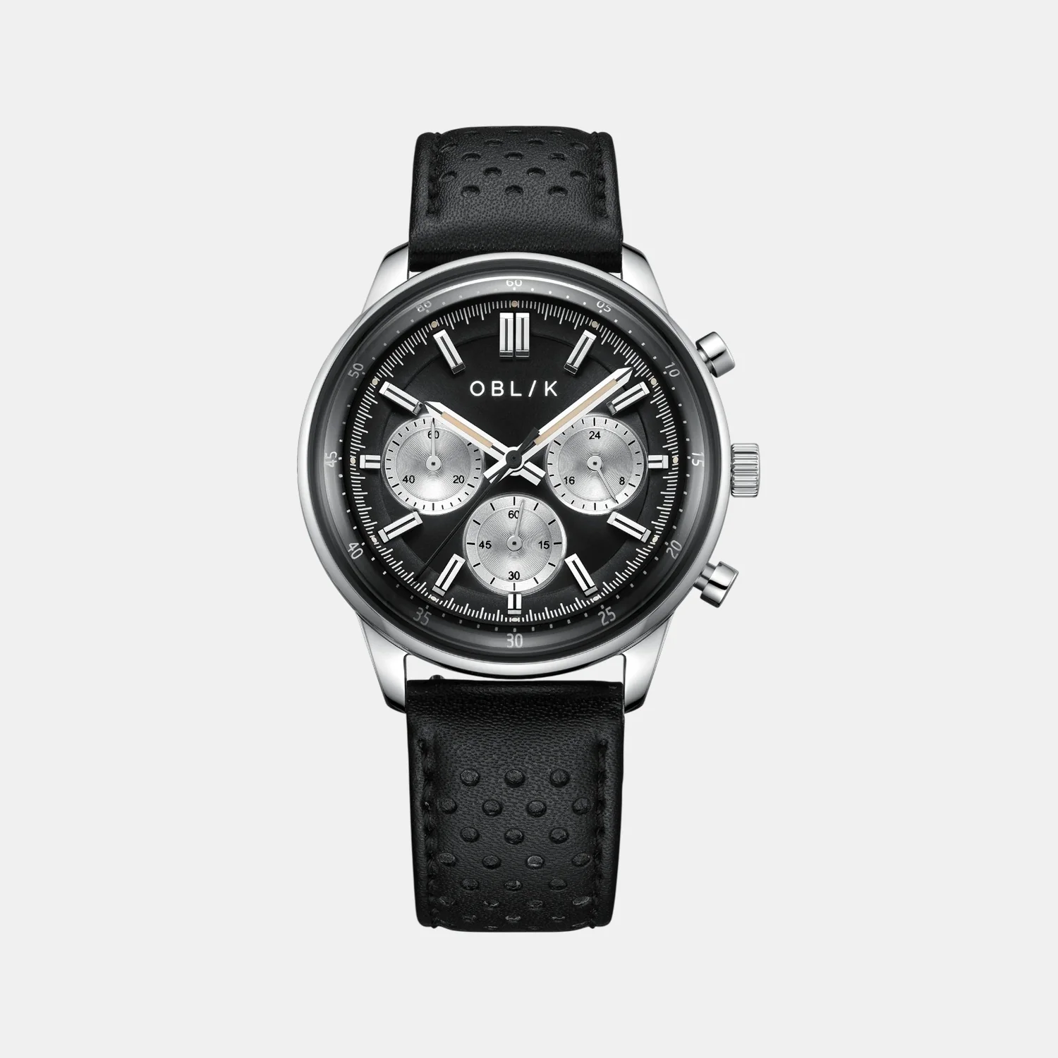 Panda Reverso Men Quartz Black Dial Chronograph Leather Watch
