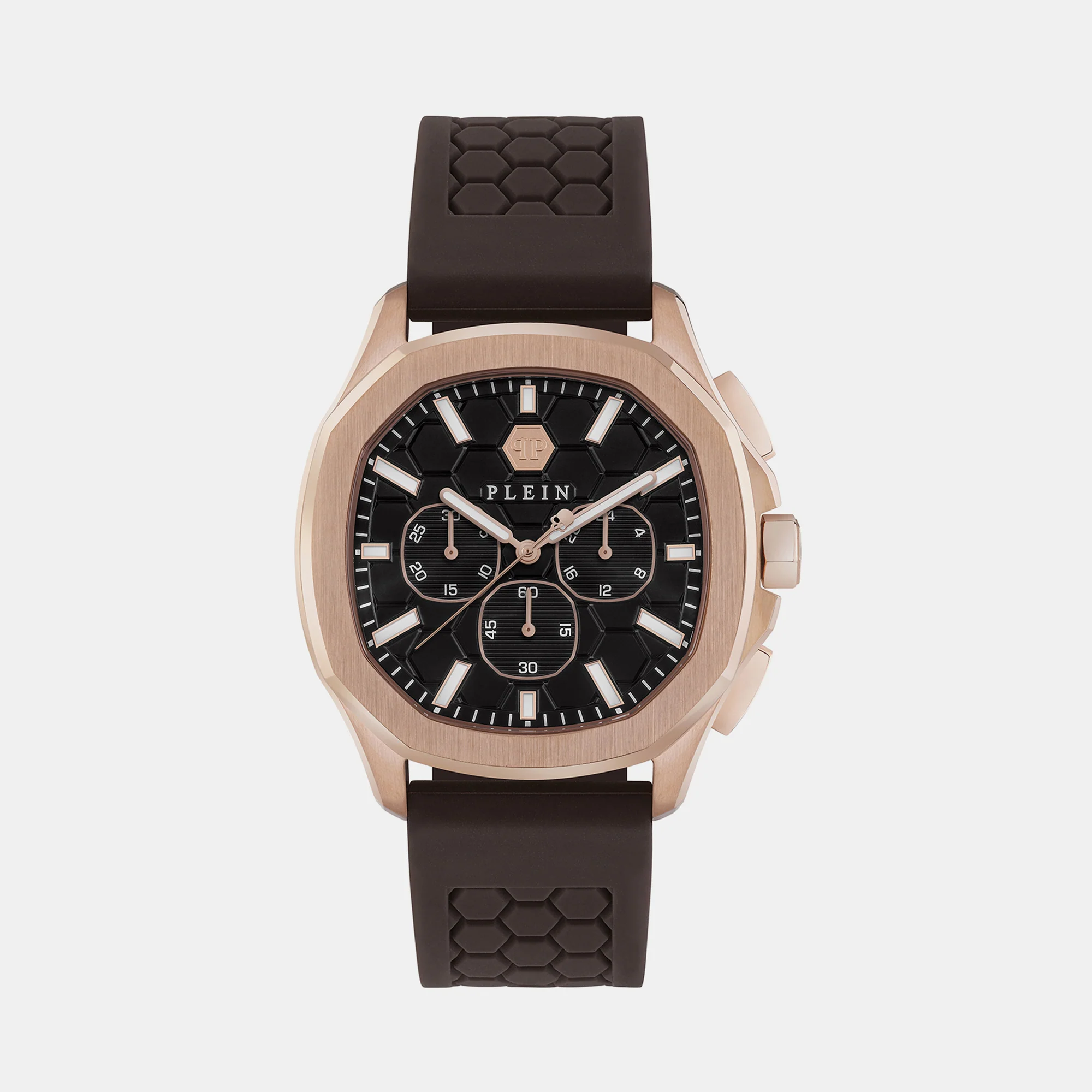 High-Iconic Men Quartz Brown Dial Chronograph Silicone Watch PWSAA0523