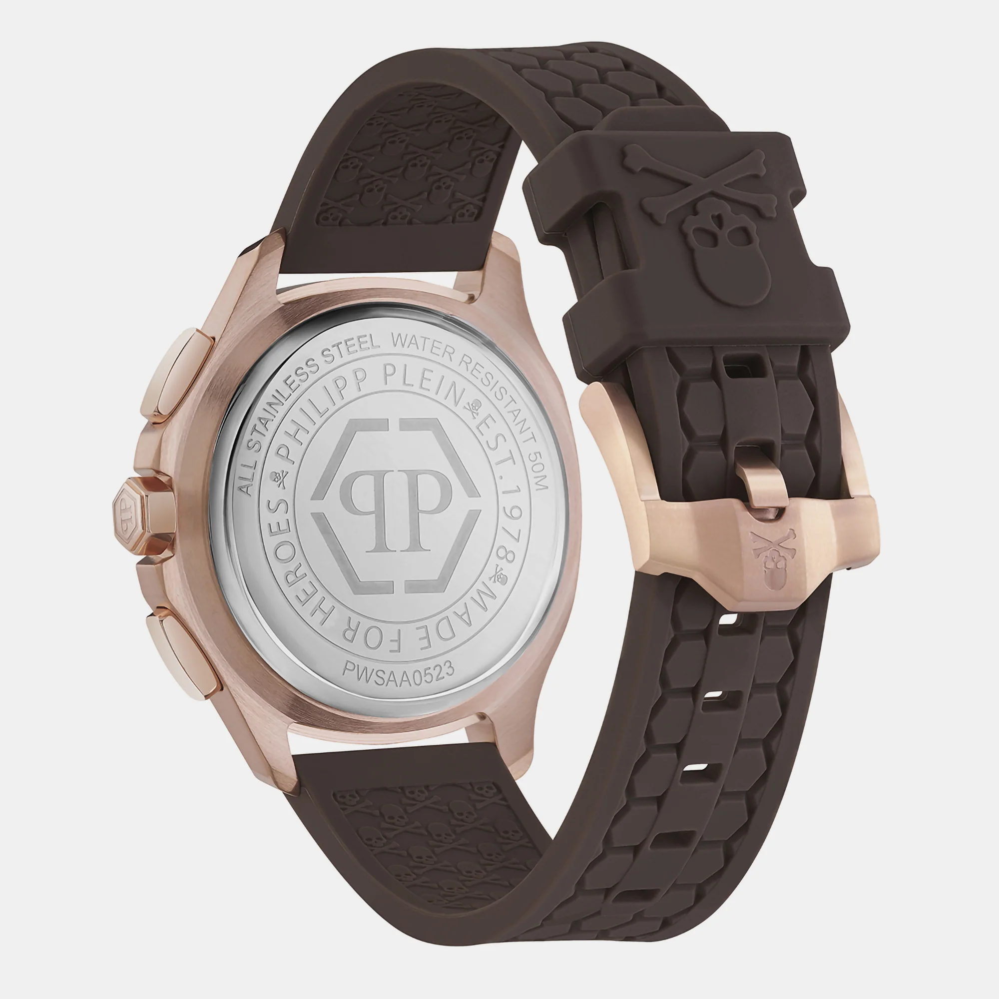 High-Iconic Men Quartz Brown Dial Chronograph Silicone Watch PWSAA0523 - Image 3