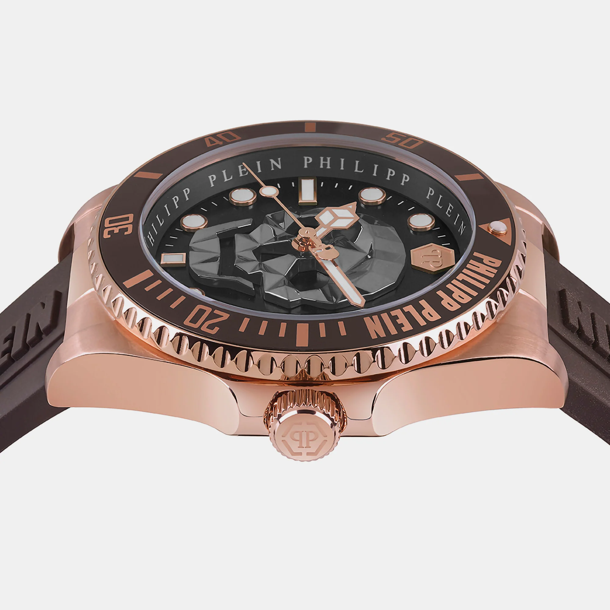 $kull Men Quartz Brown Dial Analog Silicone Watch PWOAA0322 - Image 2
