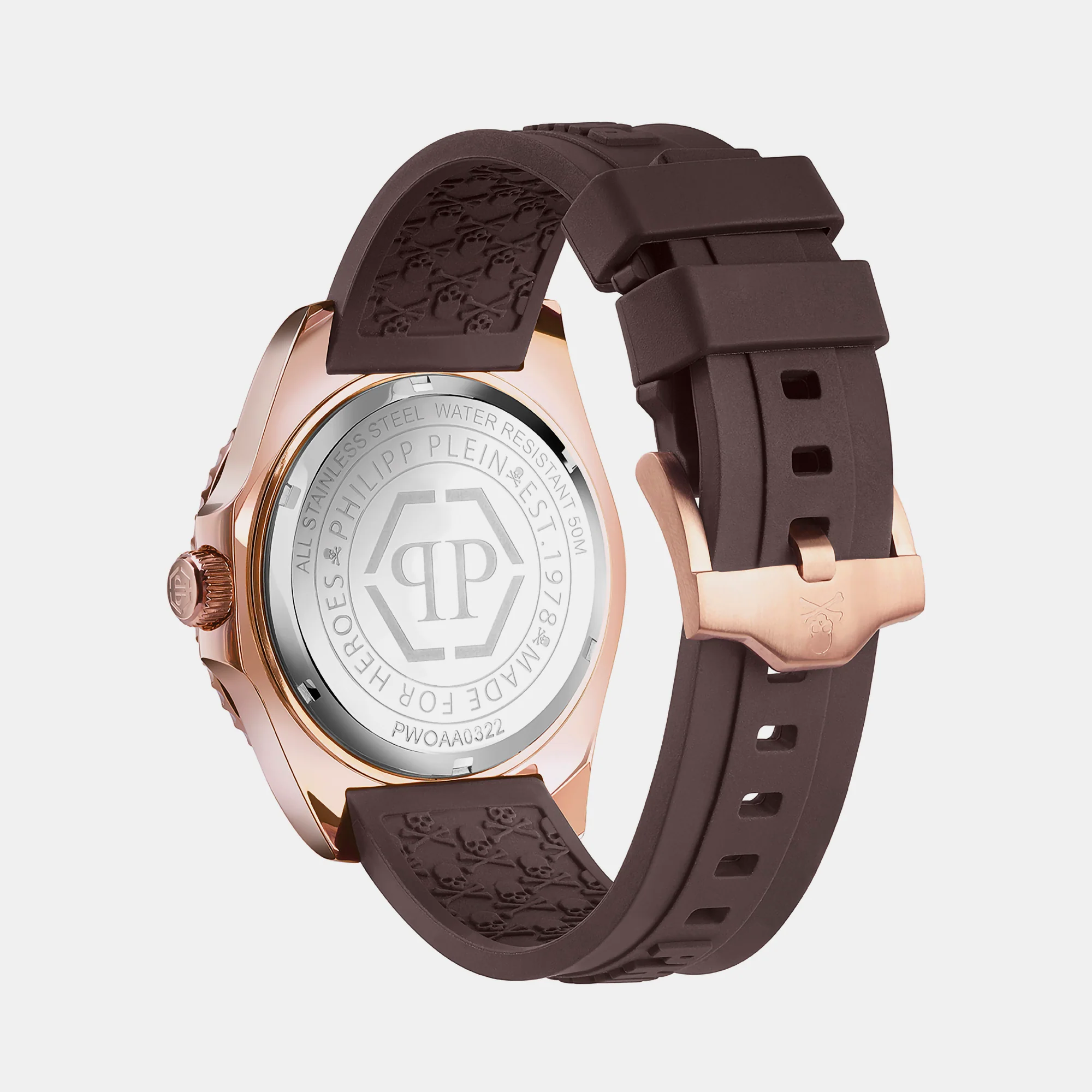 $kull Men Quartz Brown Dial Analog Silicone Watch PWOAA0322 - Image 3