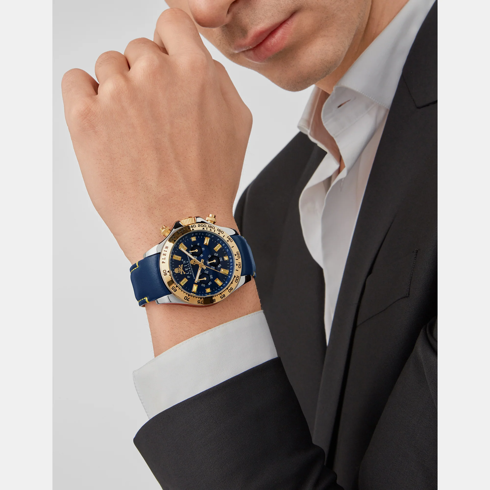 Men Quartz Blue Dial Chronograph Leather Watch PWCAA0121 - Image 5