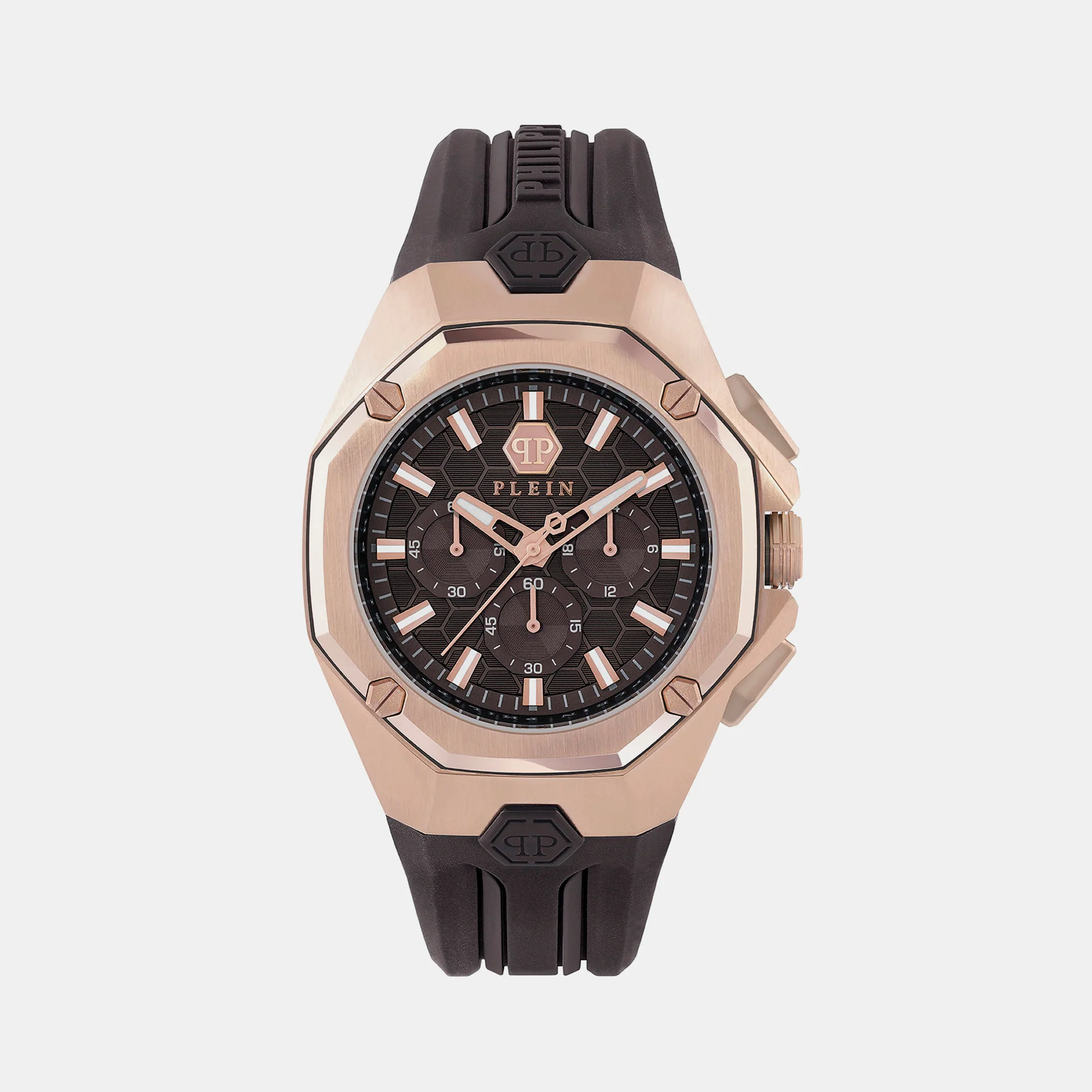 Men Quartz Brown Dial Analog Silicone Watch PWTBA0223