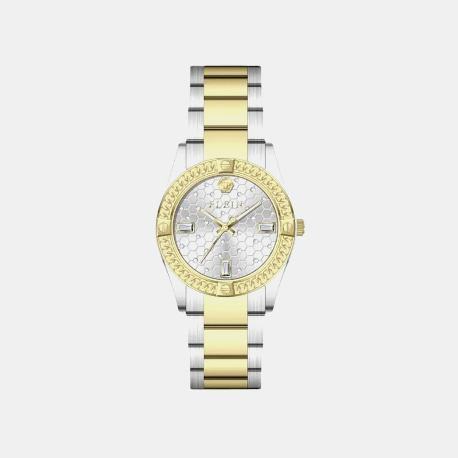 Plein Icon Chain Women Quartz Grey Dial Analog Metal Watch PW1FA0225