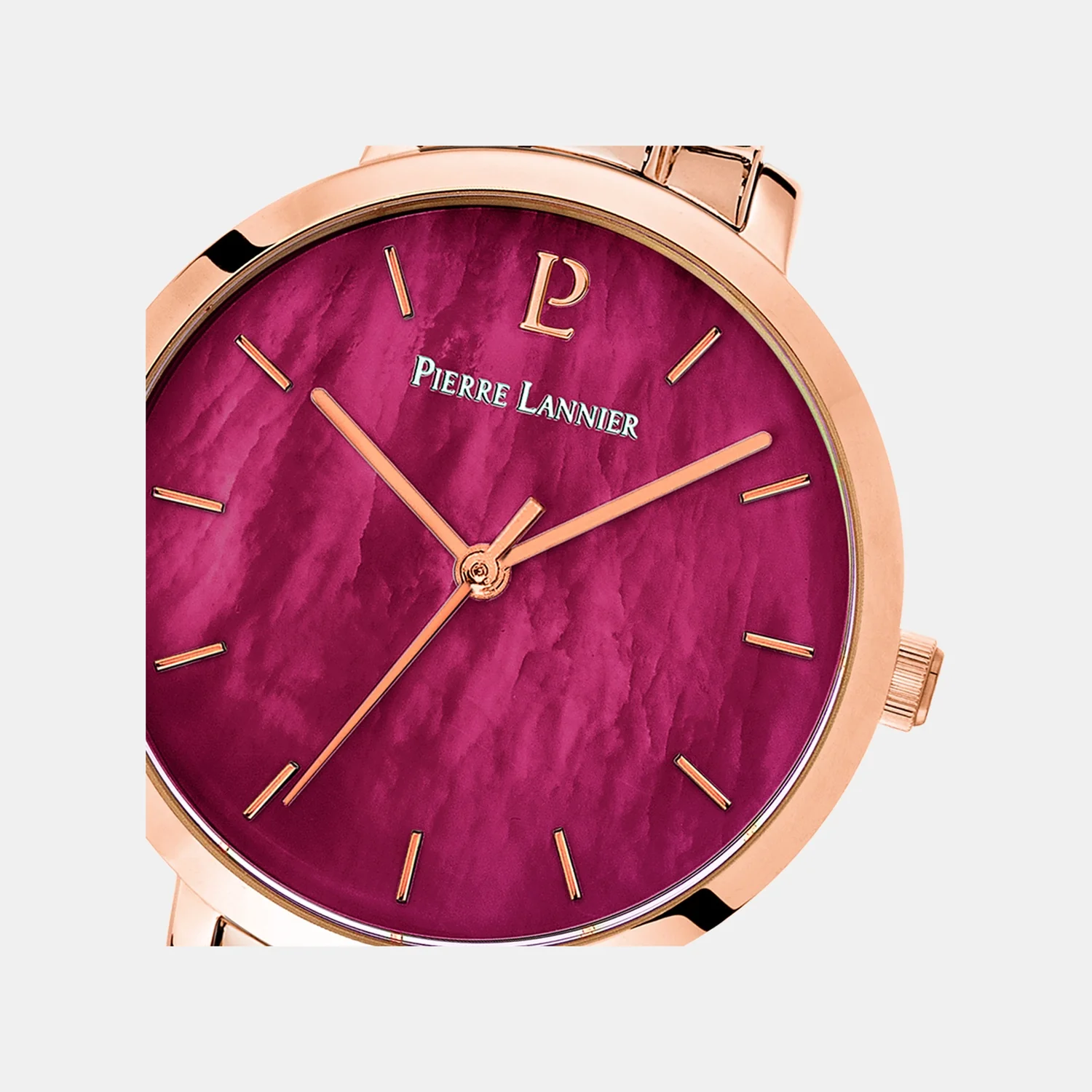 Aura Women Quartz Raspberry Dial Analog Stainless Steel Watch 055M958 - Image 3