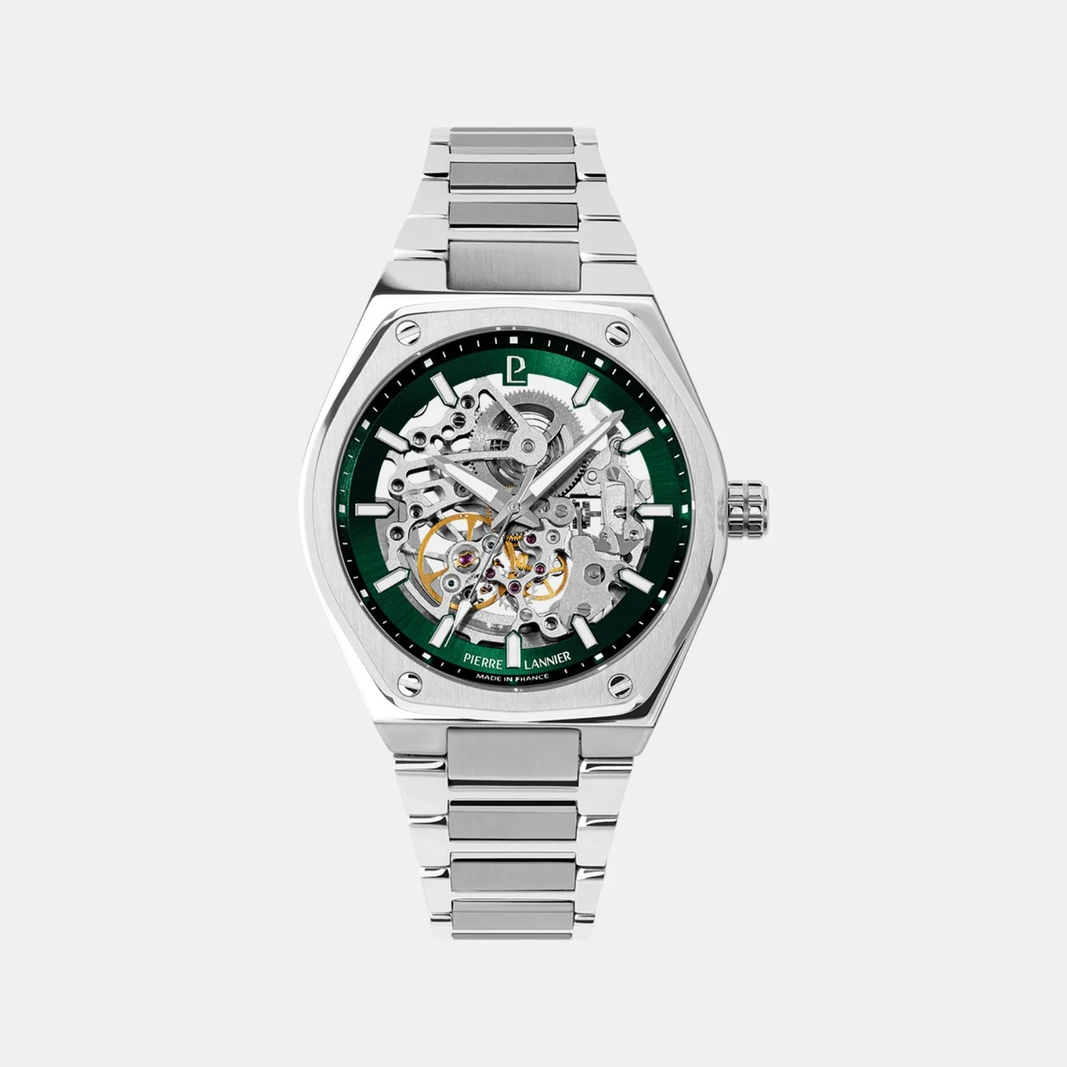 Copilote Men Automatic Silver & Green Dial Analog Stainless Steel Watch 308G171