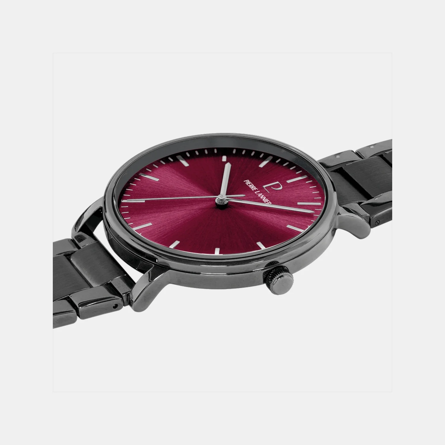 Essential Men Quartz Burgundy Dial Analog Stainless Steel Watch 252G459 - Image 4