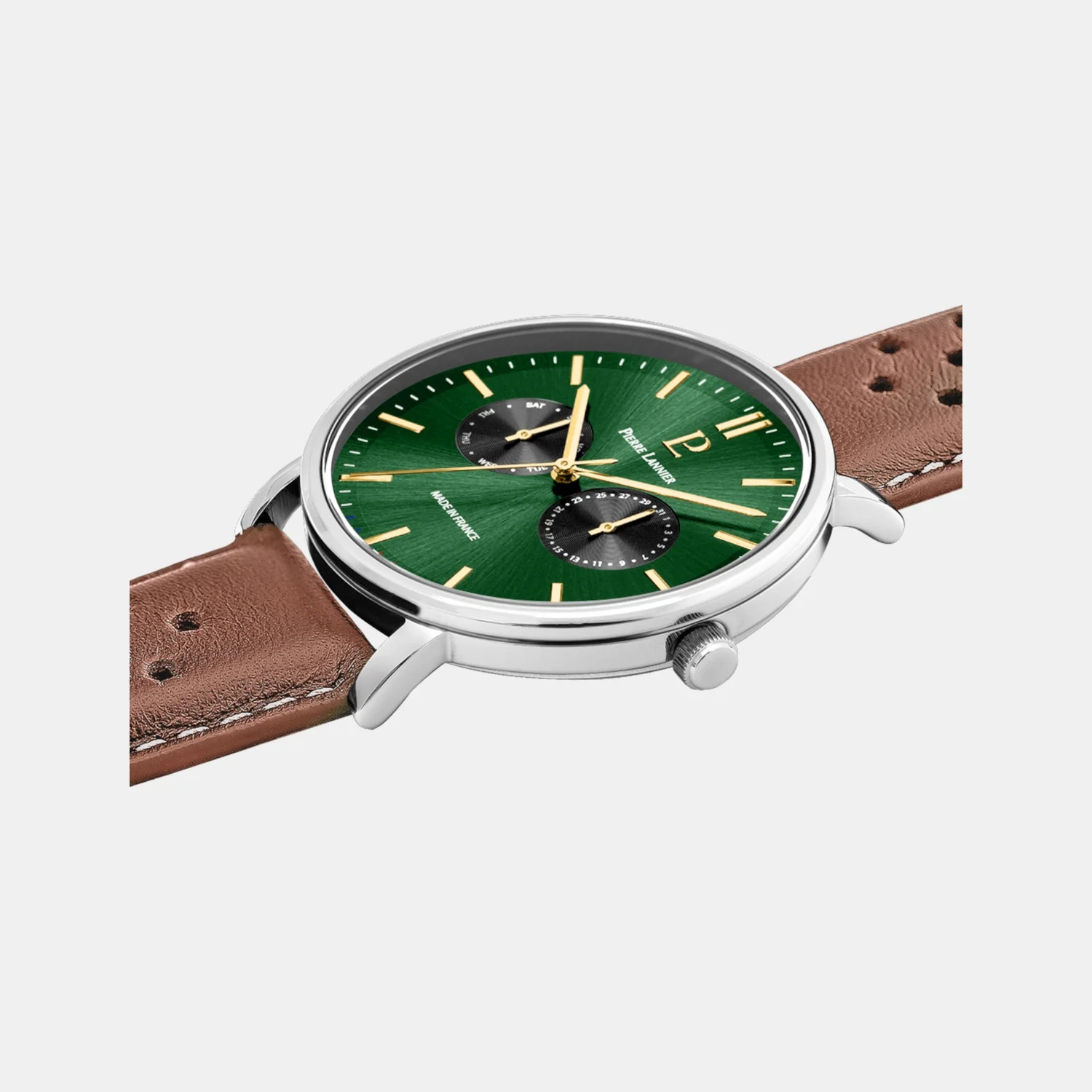 Essential Men Quartz Green Dial Analog Leather Watch 206J174 - Image 4