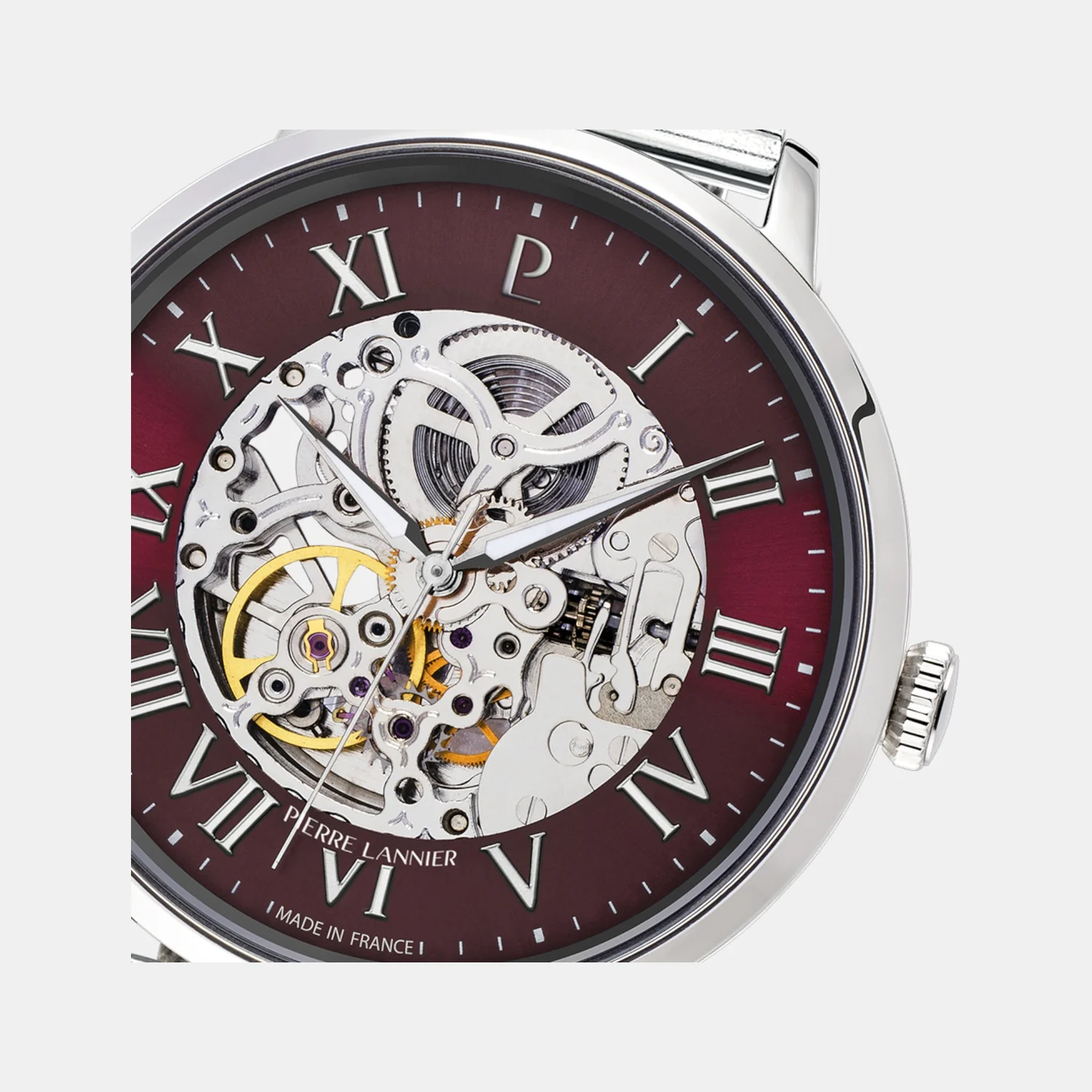 Automatic Men Automatic Burgundy Dial Analog Stainless Steel Watch 323D151 - Image 3
