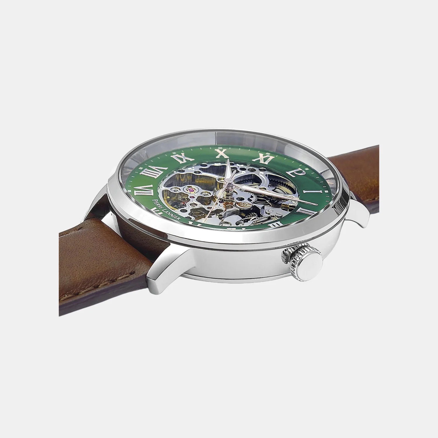 Men Automatic Green Dial Analog Leather Watch 323D174 - Image 2