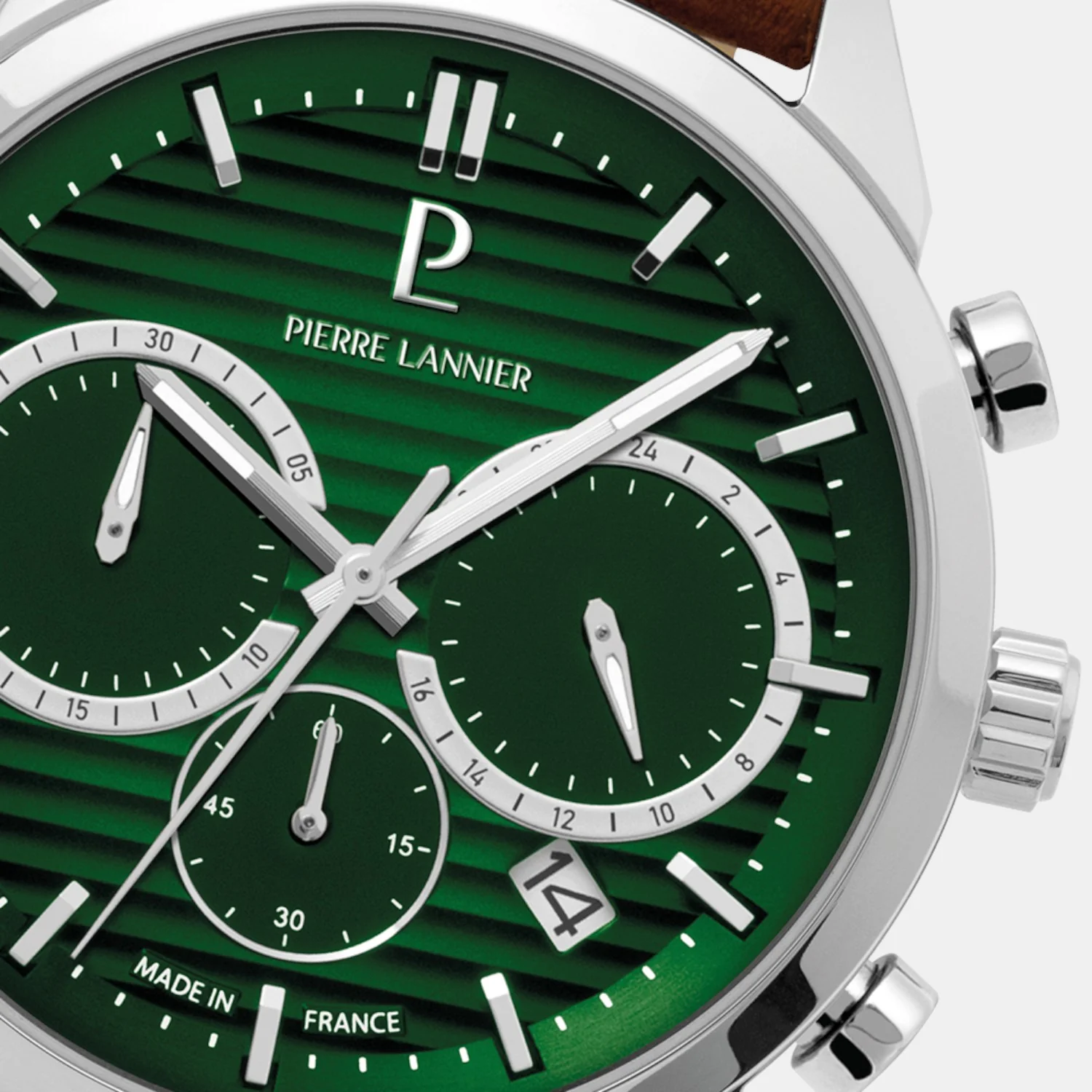 Monarck Men Quartz Green Dial Chronograph Leather Watch 232G174 - Image 3