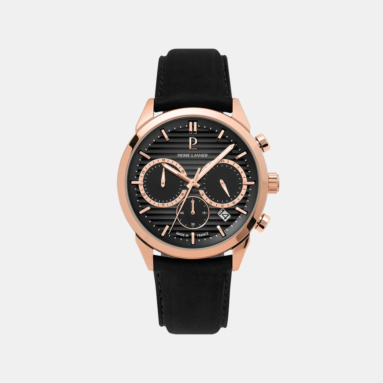 Monarck Men Quartz Grey Dial Chronograph Leather Watch 233D233