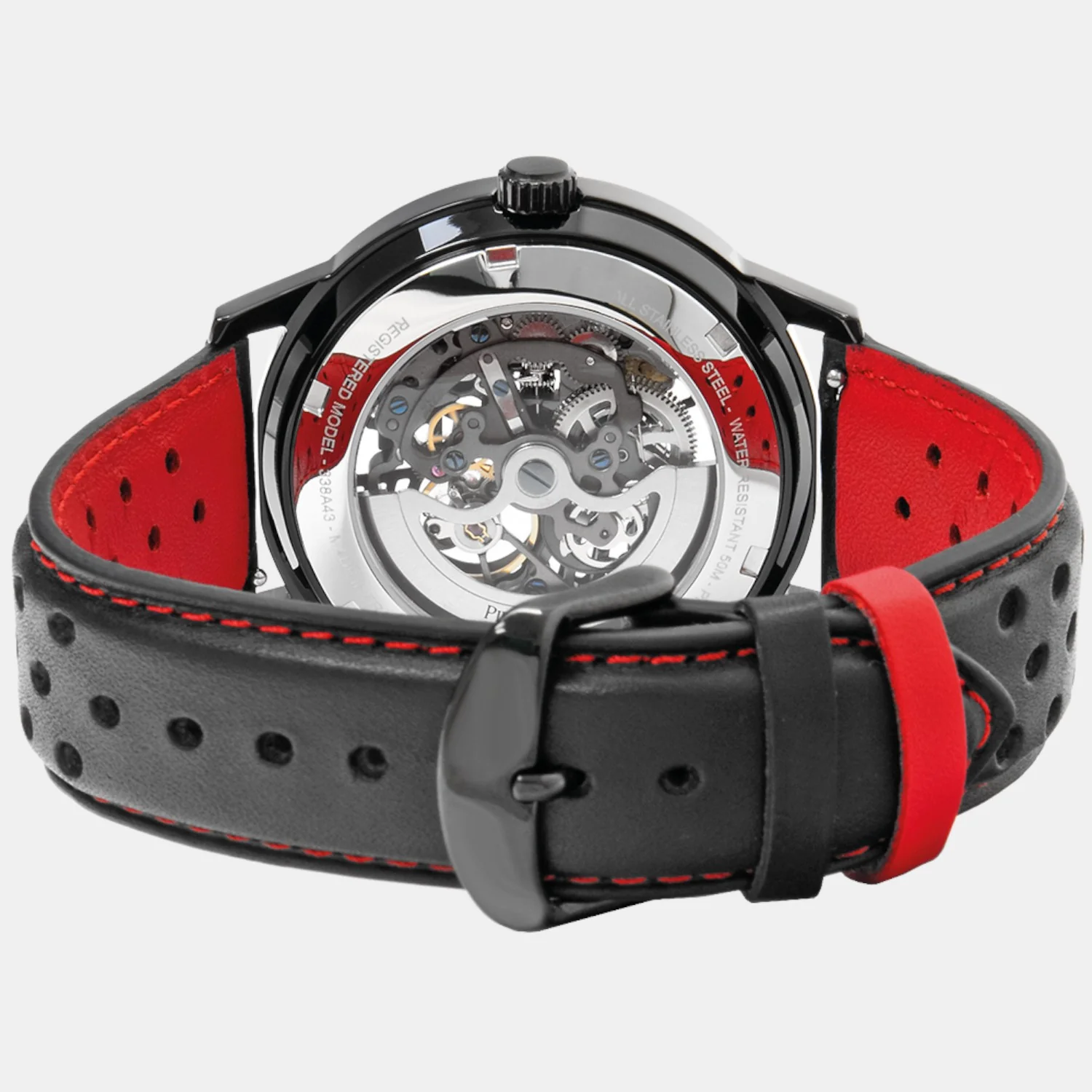 Paddock Men Automatic Black Dial Analog Leather Watch 338A433 - Image 4