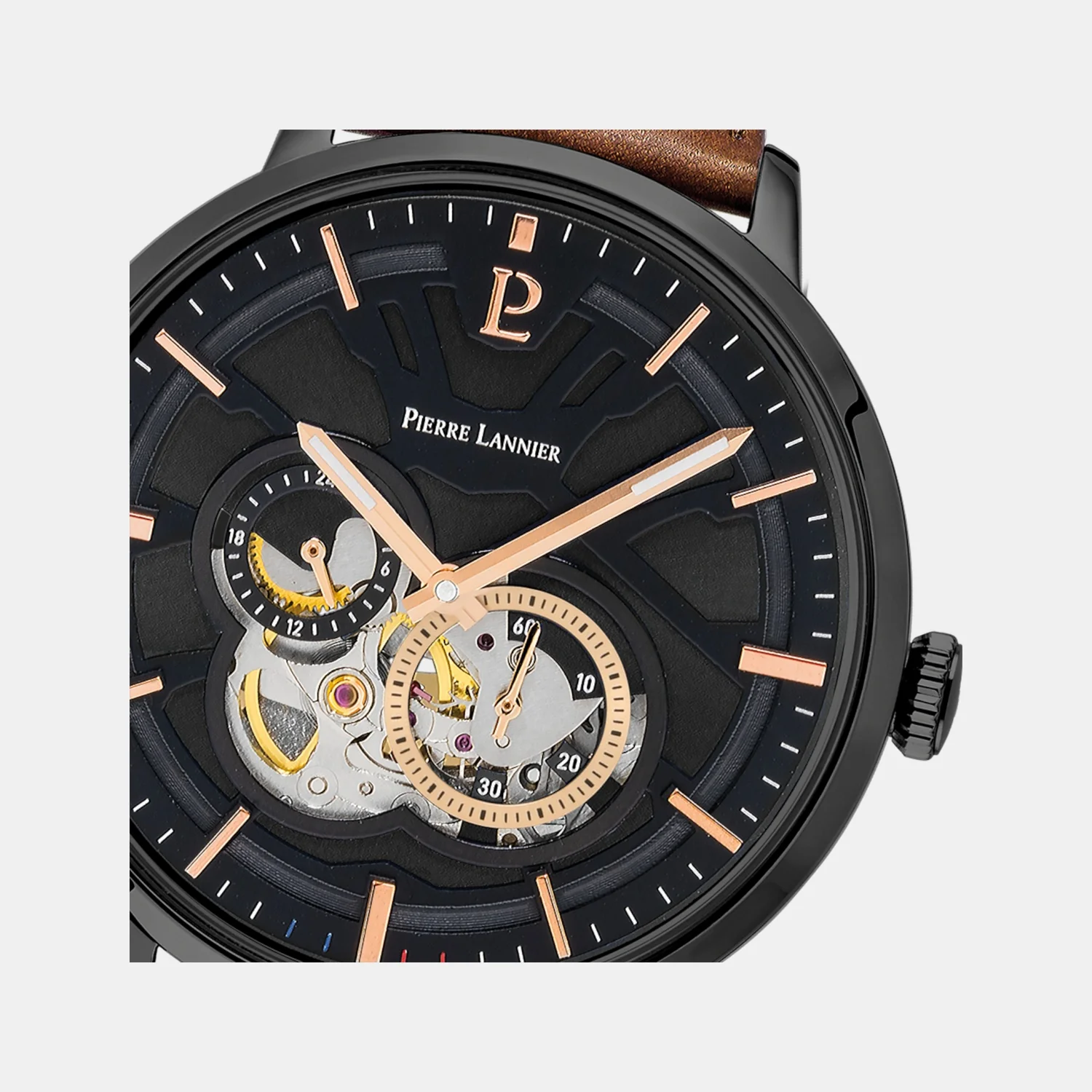 Trio Men Automatic Black Dial Analog Leather Watch 335B434 - Image 2