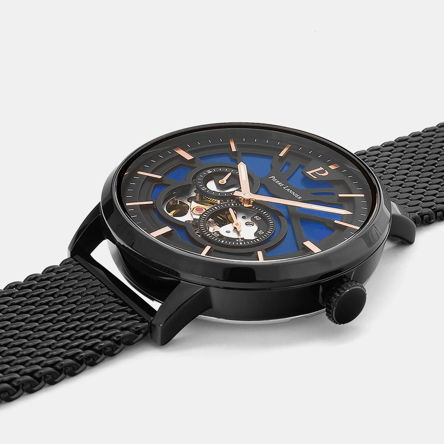 Trio Men Automatic Blue Dial Analog Stainless Steel Watch 335B469 - Image 3