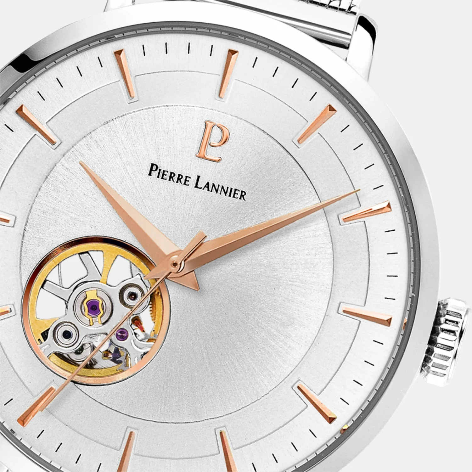 Women Automatic Silver Dial Analog Mesh Watch 306F628 - Image 2