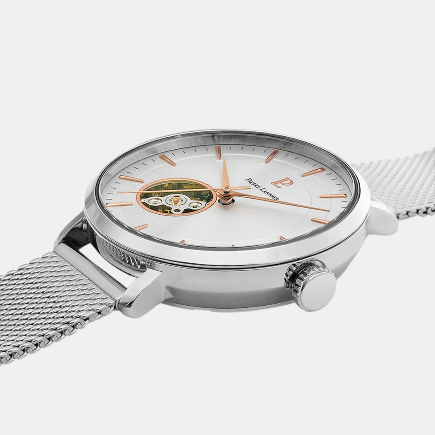 Women Automatic Silver Dial Analog Mesh Watch 306F628 - Image 3
