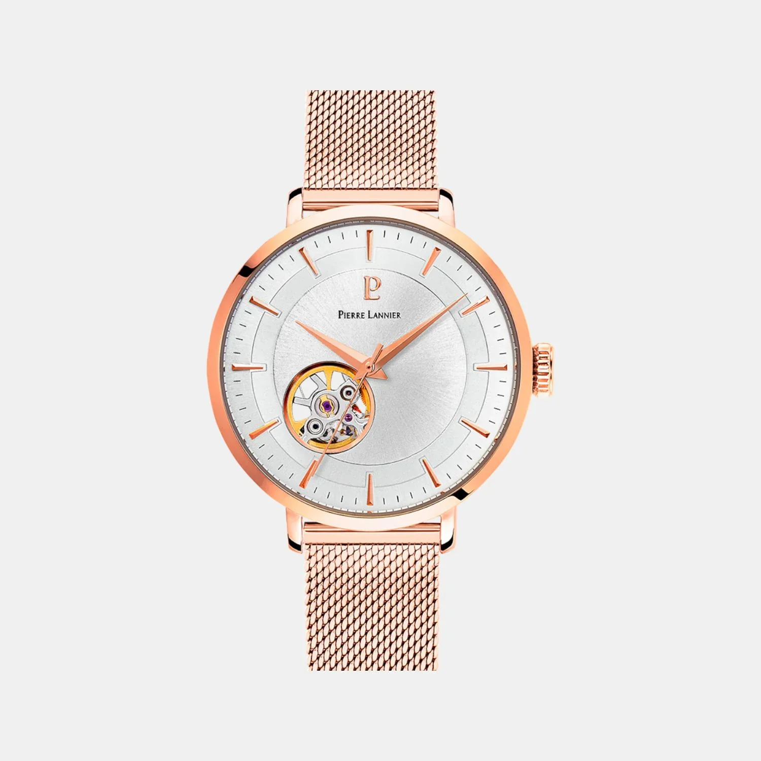 Women Automatic Silver Dial Analog Mesh Watch 307F928