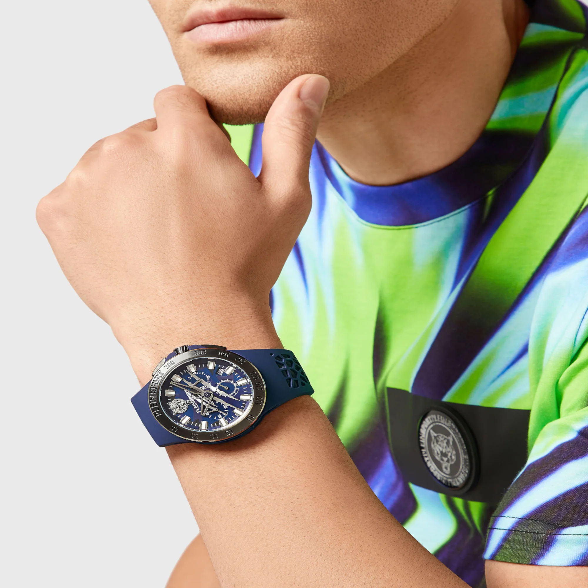 Thunderstorm Men Quartz Blue Dial Chronograph Silicone Watch PSABA0223 - Image 4