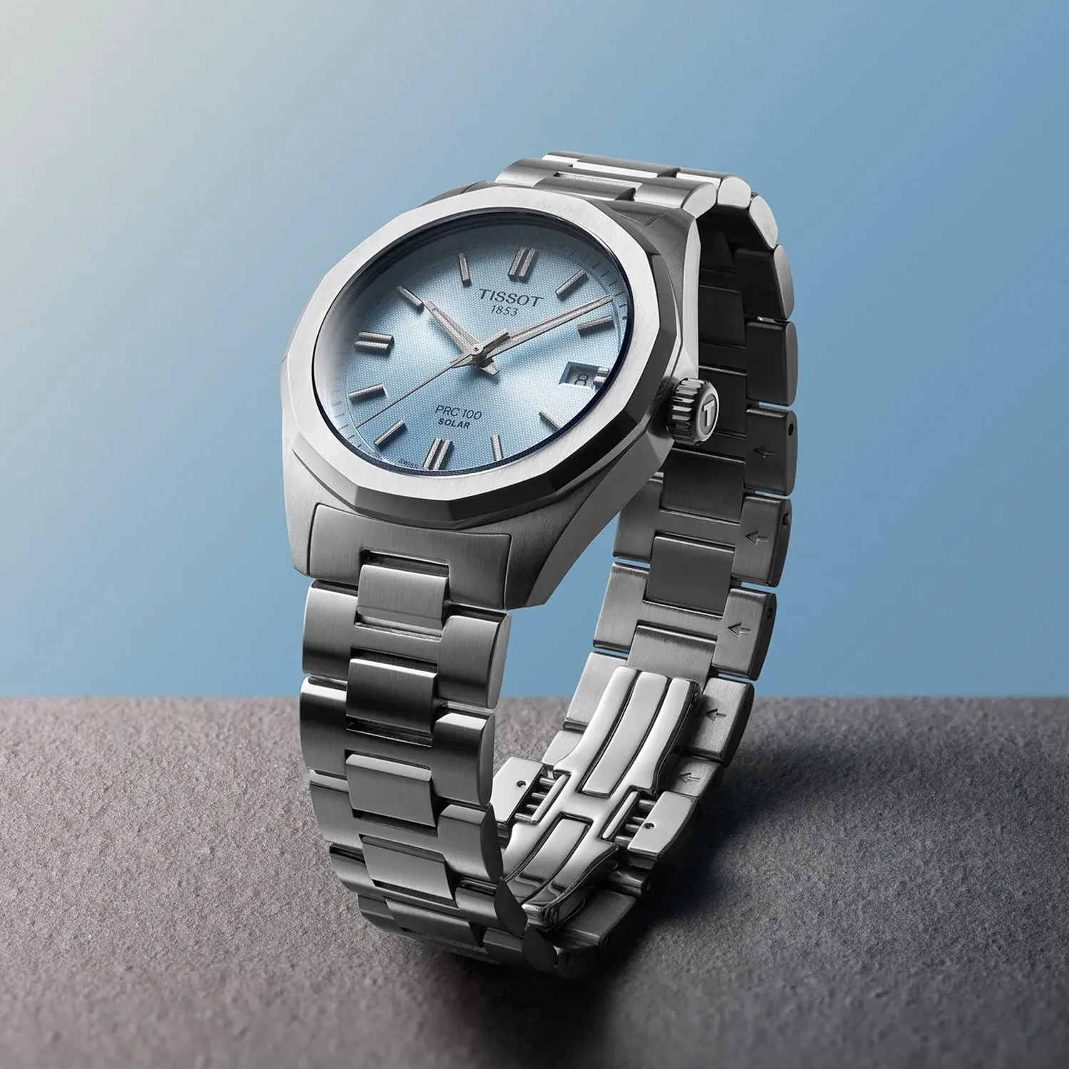 PRC 100 Solar Women Blue Dial Analog Stainless Steel Watch T1518221135100 - Image 7