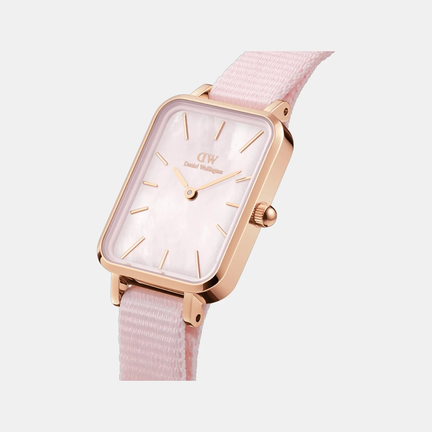 Quadro Women Quartz Mother of Pearl Pink Dial Analog Stainless Steel Watch DW00100509 - Image 2