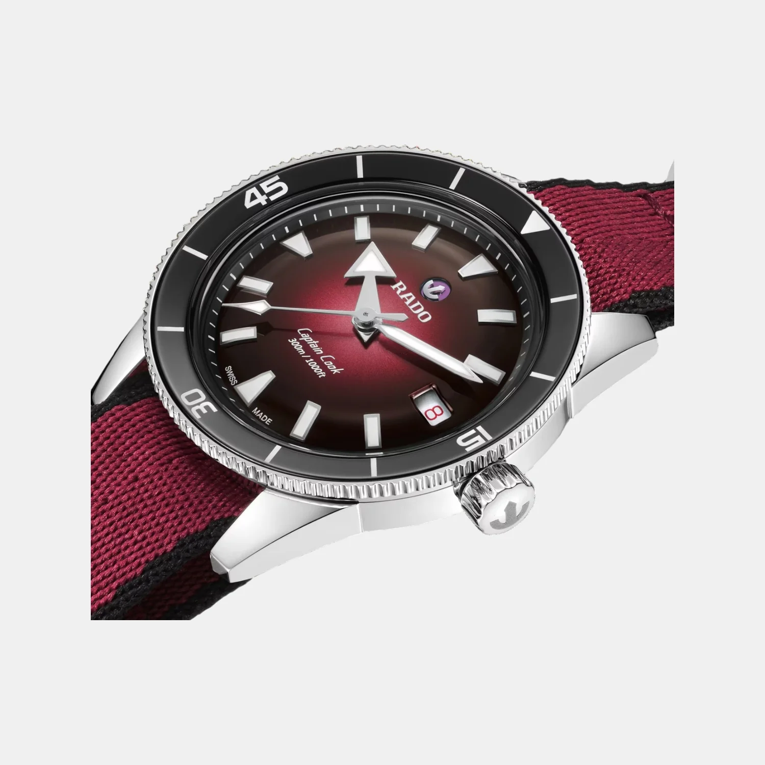 Captain Cook Men Automatic Black Burgundy Gradient Dial Analog Stainless Steel Watch R32223408 - Image 12