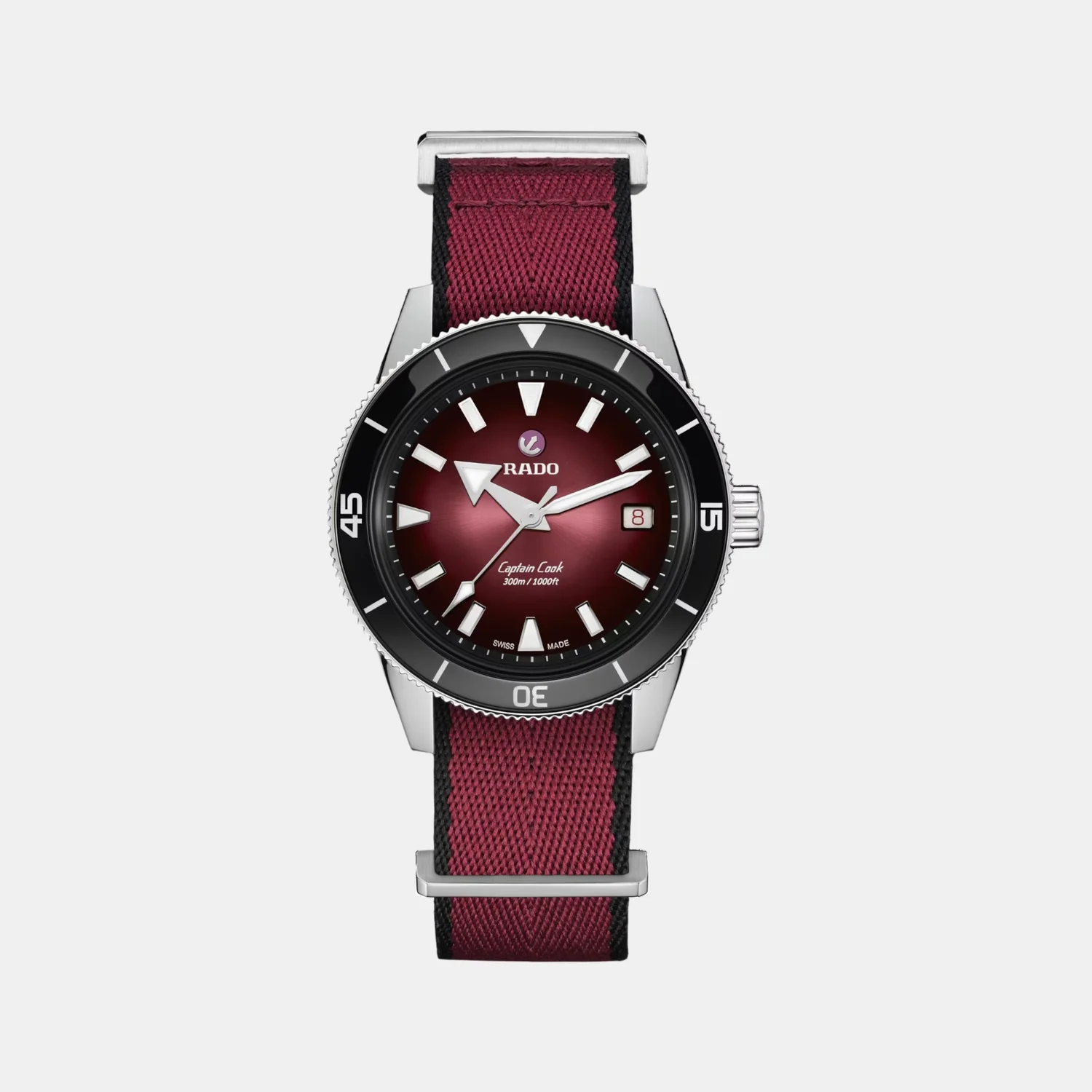 Captain Cook Men Automatic Black Burgundy Gradient Dial Analog Stainless Steel Watch R32223408 - Image 3