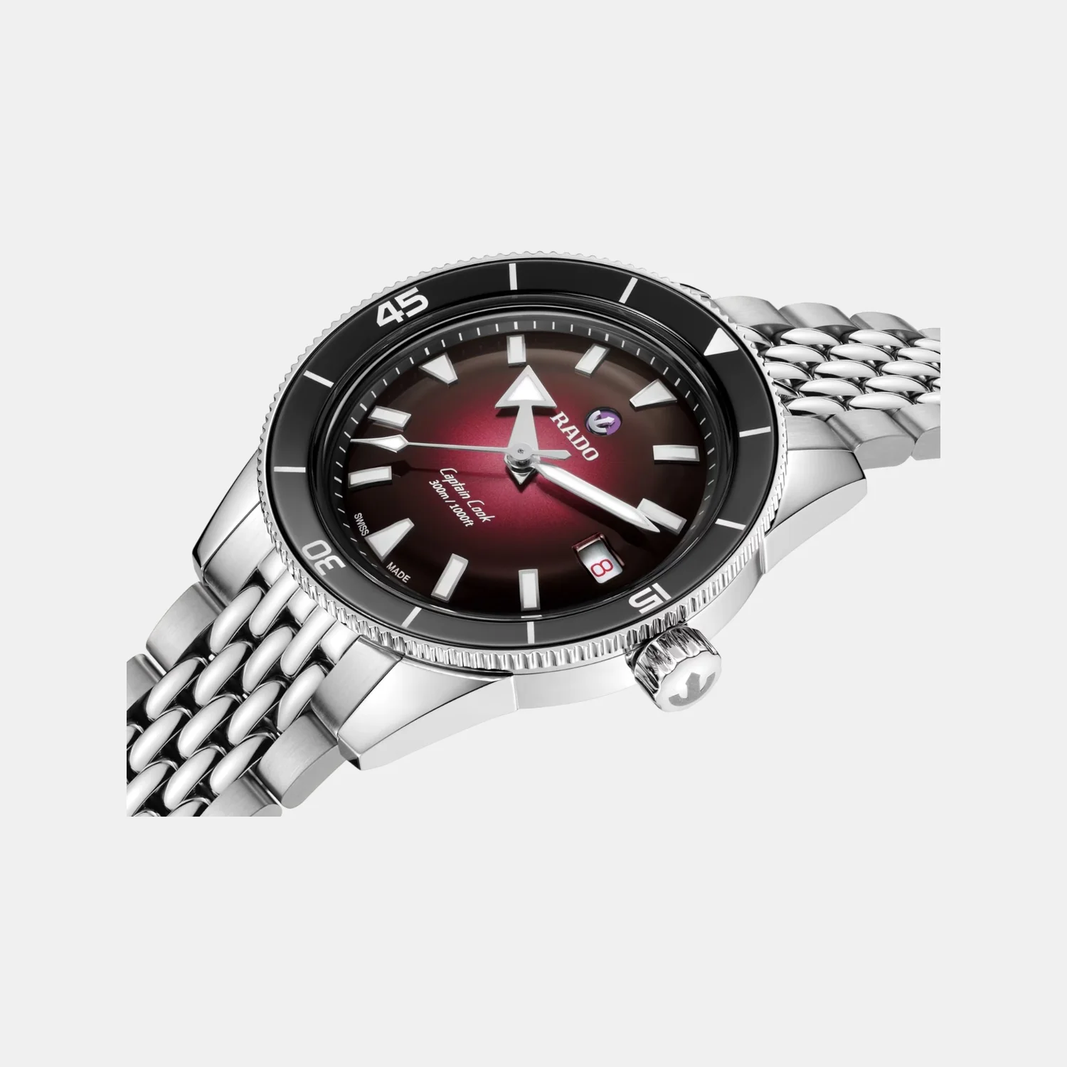 Captain Cook Men Automatic Black Burgundy Gradient Dial Analog Stainless Steel Watch R32223408 - Image 4