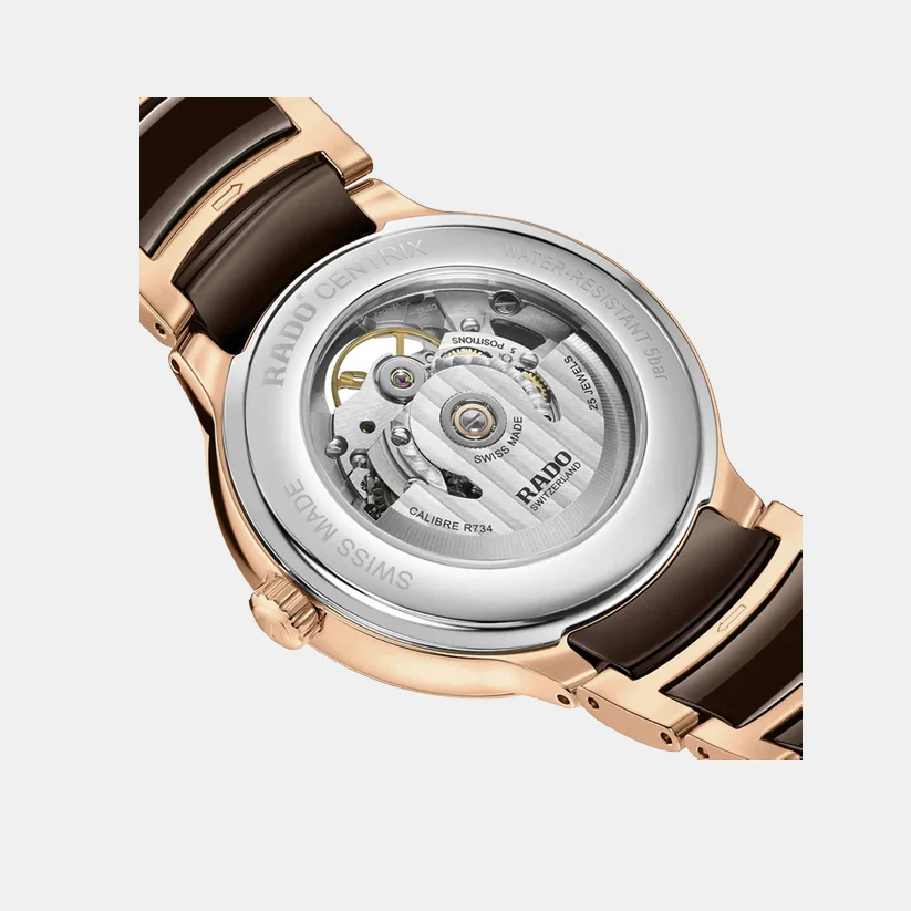 Centrix Unisex Automatic Brown Mother Of Pearl Dial Analog Ceramic Watch R30028902 - Image 4
