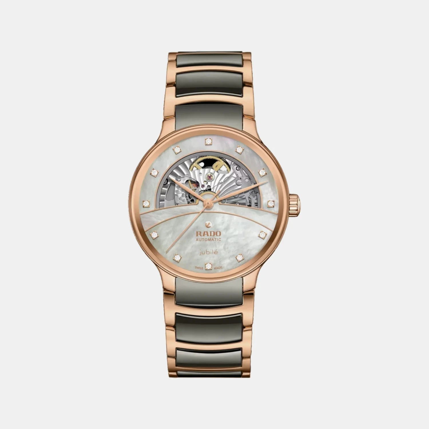 Centrix Unisex Automatic Silver & Rose Gold Dial Analog Ceramic Watch R30028912