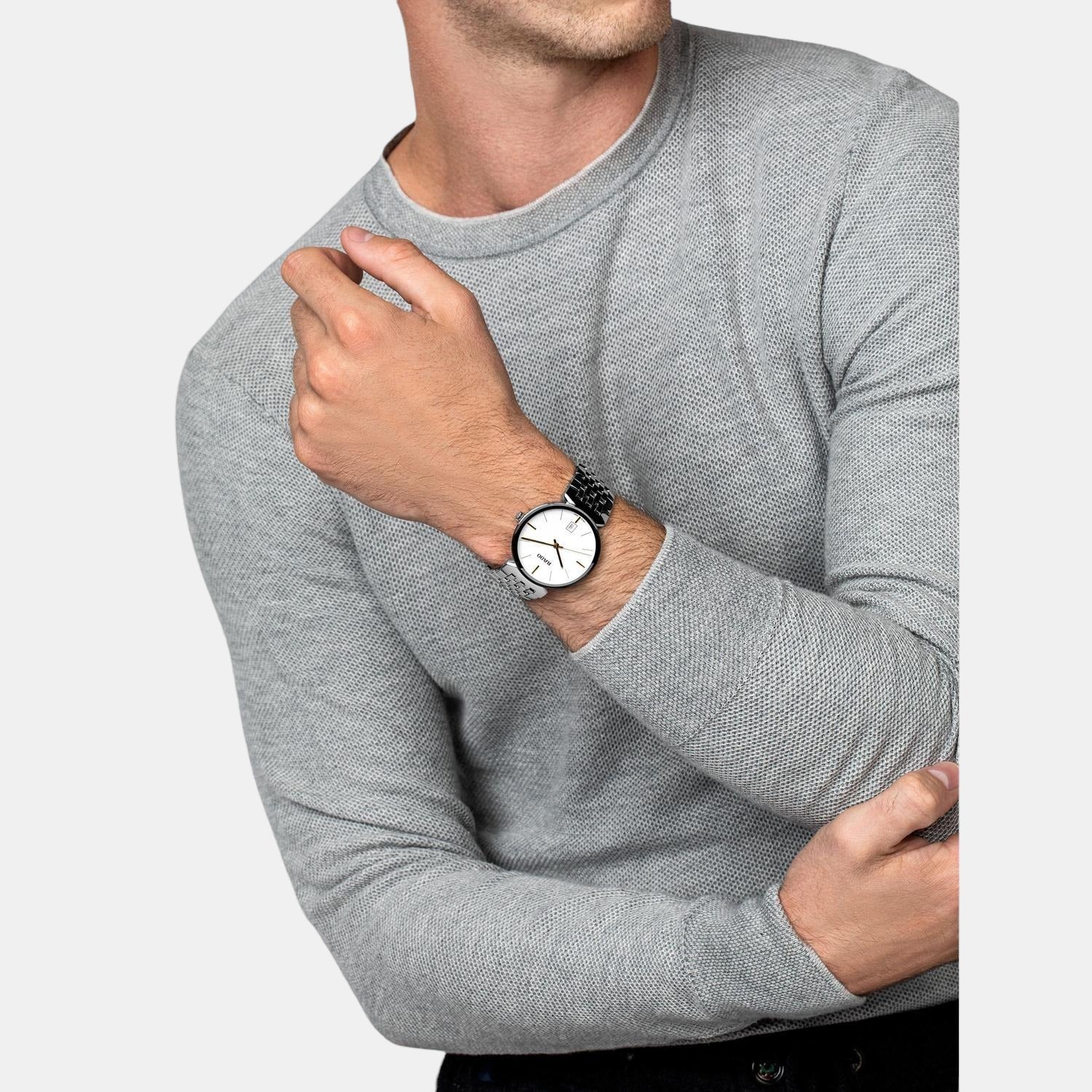 Florence Men Quartz White Dial Analog Stainless Steel Watch R48912013 - Image 4