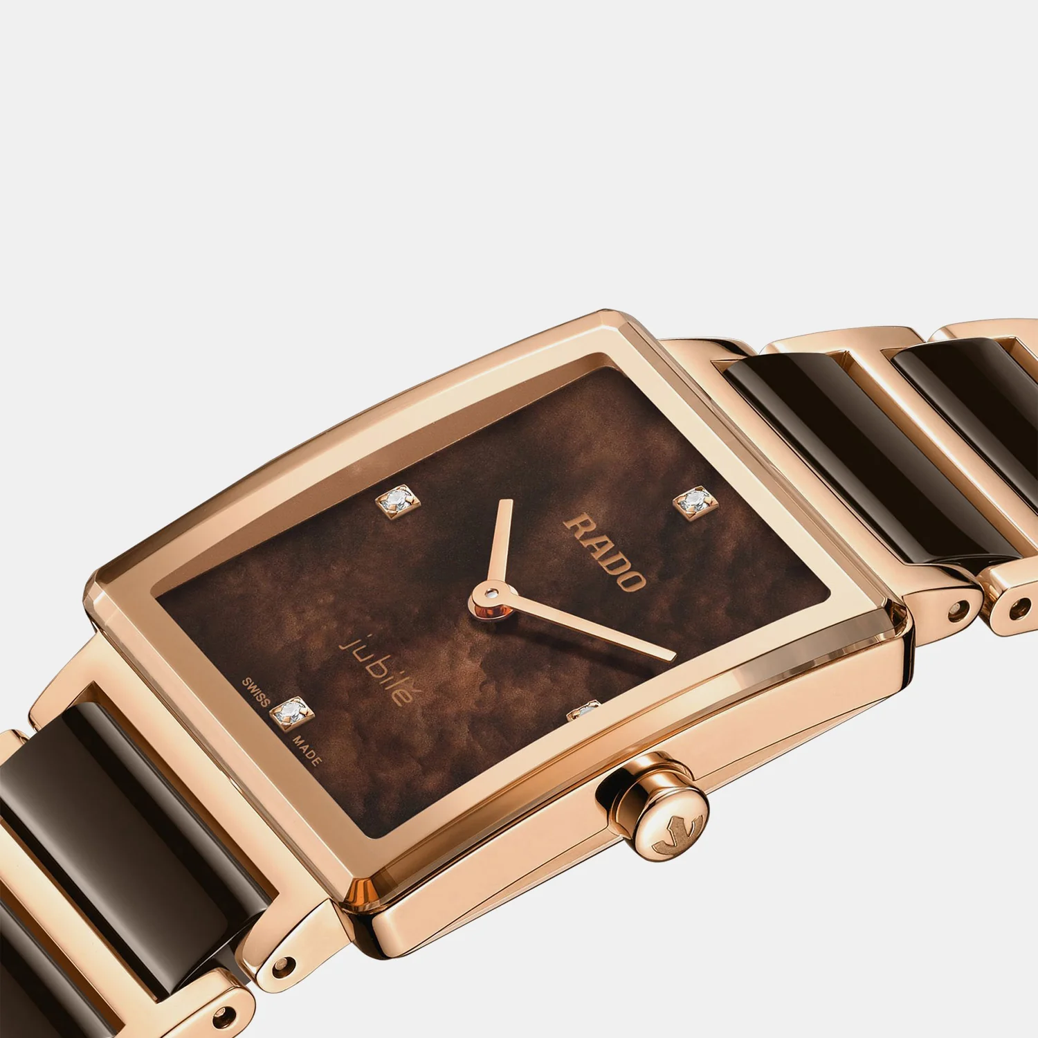 Integral Diamond Women Quartz Brown Dial Analog Ceramic Watch R20251912 - Image 2