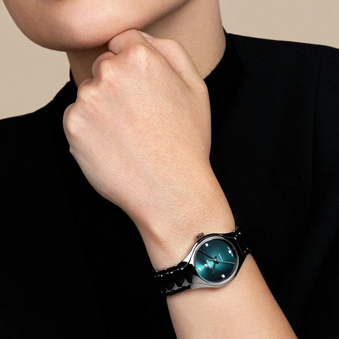 True Round Women Automatic Blue Dial Analog Ceramic Watch R27243742 - Image 3