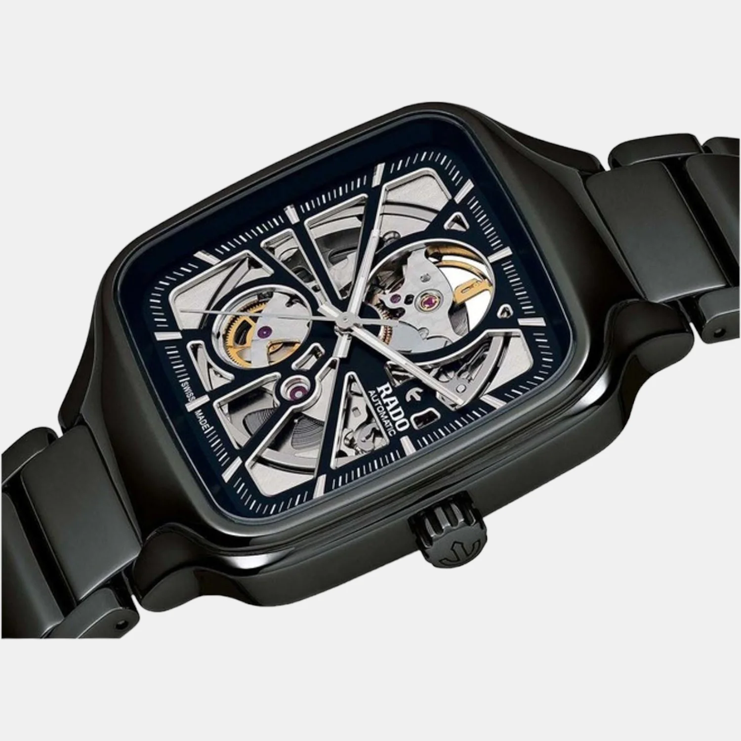 True Square Unisex Automatic Black Dial Analog Ceramic Watch R27086152 - Image 2