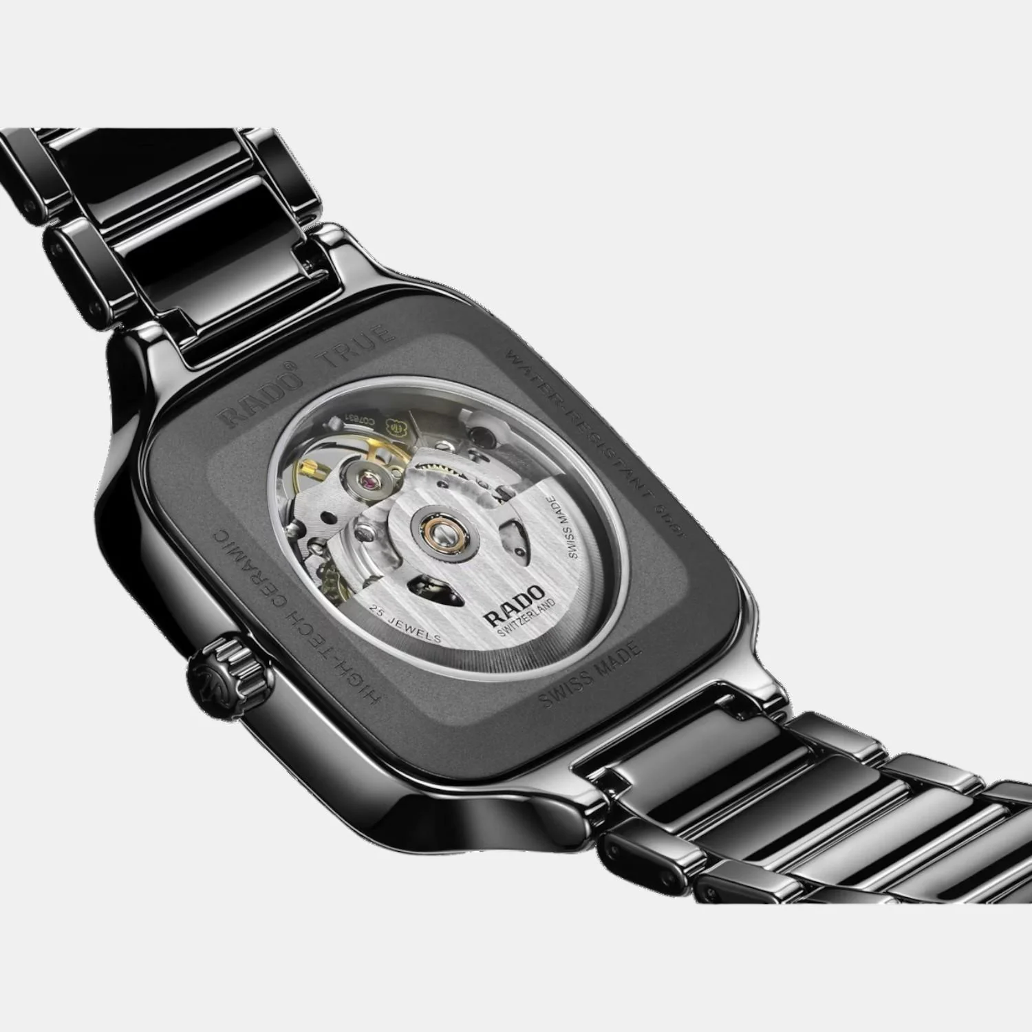 True Square Unisex Automatic Black & Yellow Dial Analog Ceramic Watch R27086712 - Image 5