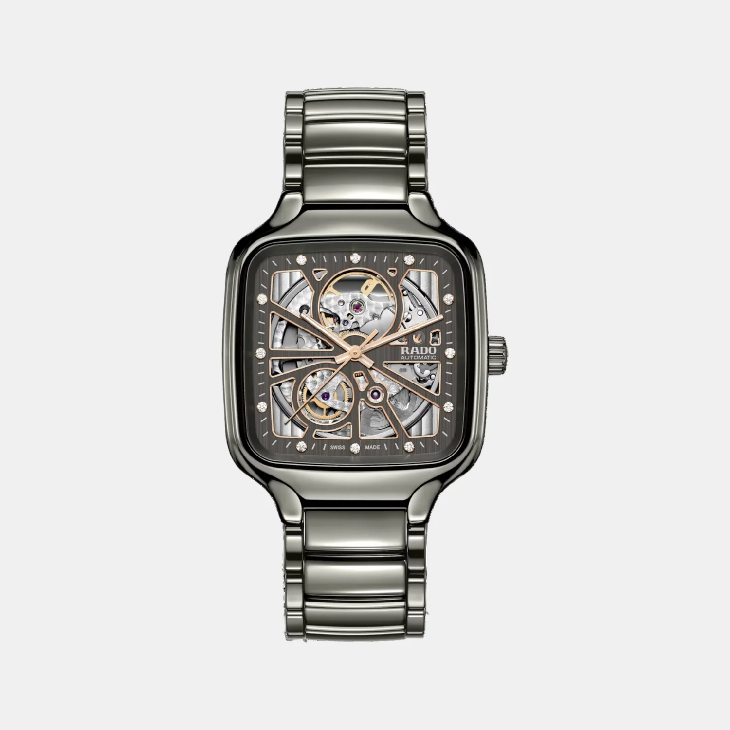 True Square Unisex Automatic Grey & Rose Gold Dial Analog Ceramic Watch R27083712 - Image 2