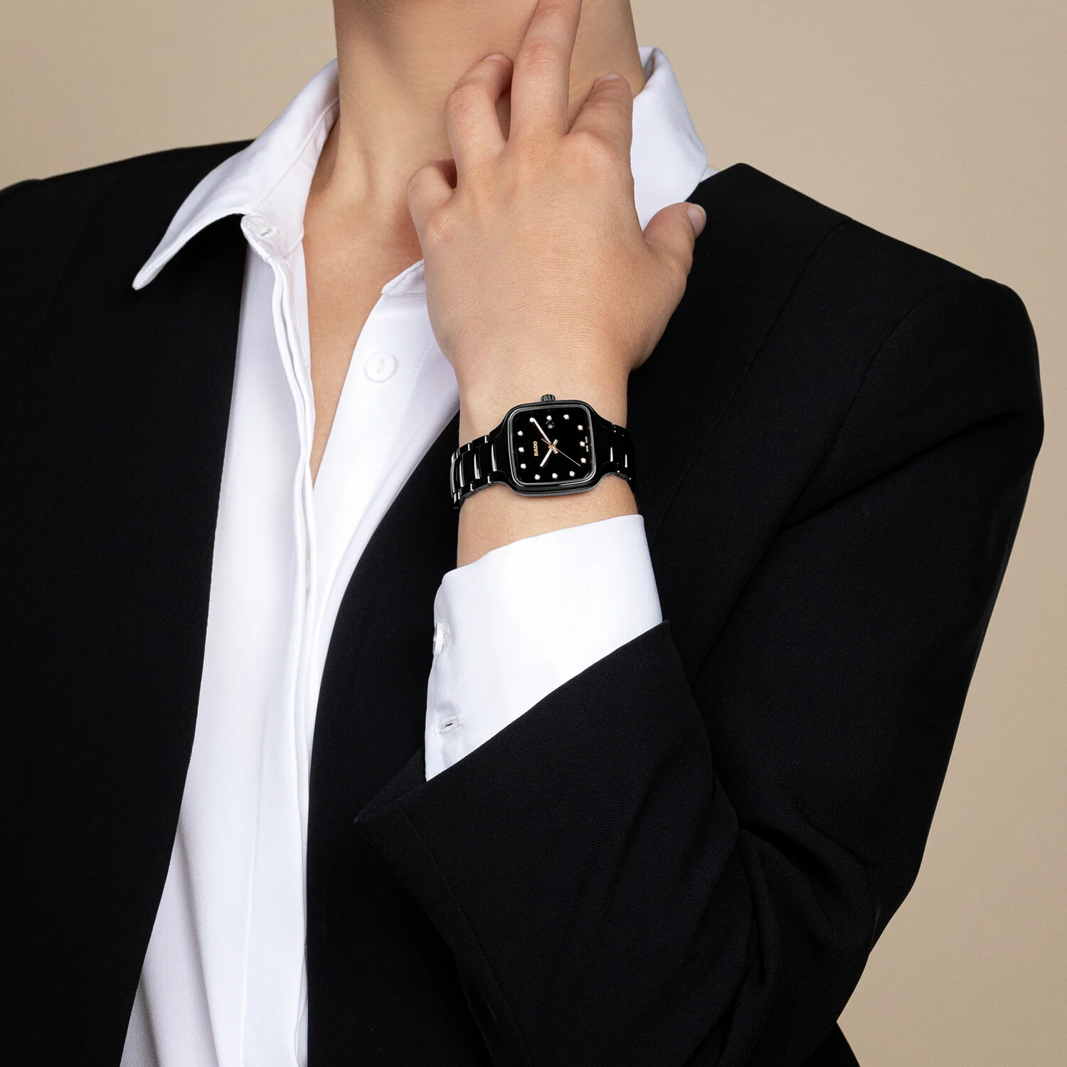 True Square Women Quartz Black Dial Analog Ceramic Watch R27080702 - Image 5