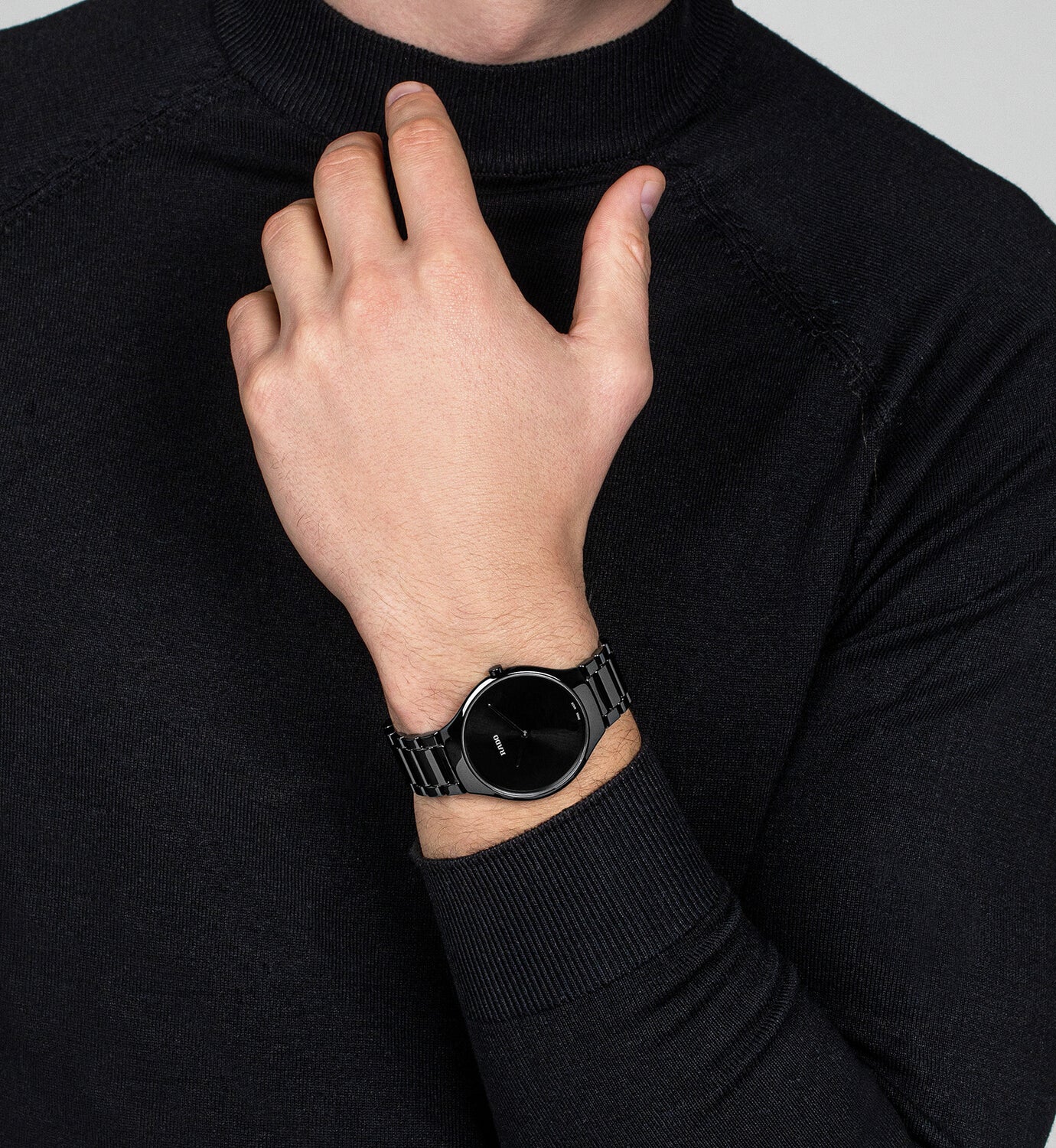 True Thinline Unisex Quartz Black Dial Analog Ceramic Watch R27741182 - Image 4