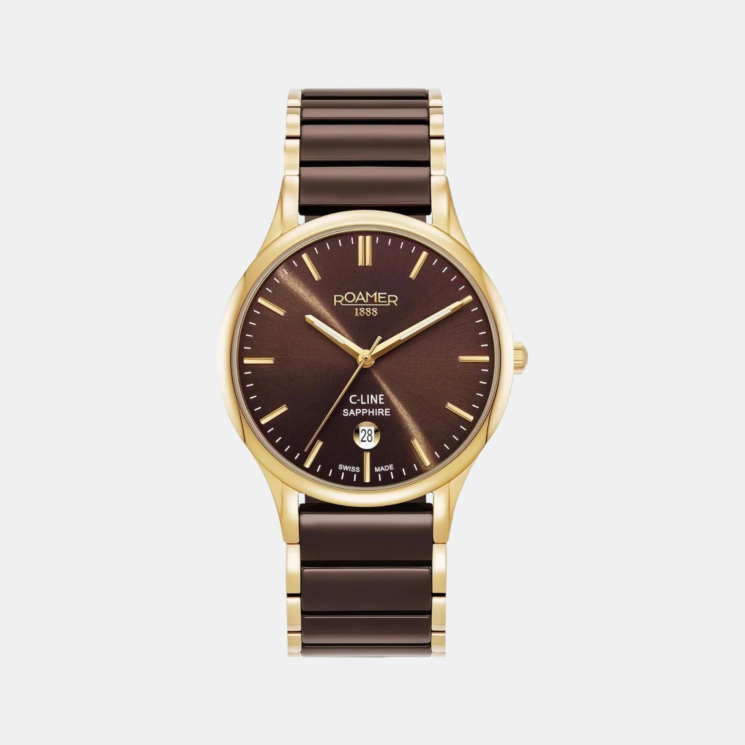 C-Line Men Quartz Brown Dial Analog Ceramic Watch 658833 48 65 63