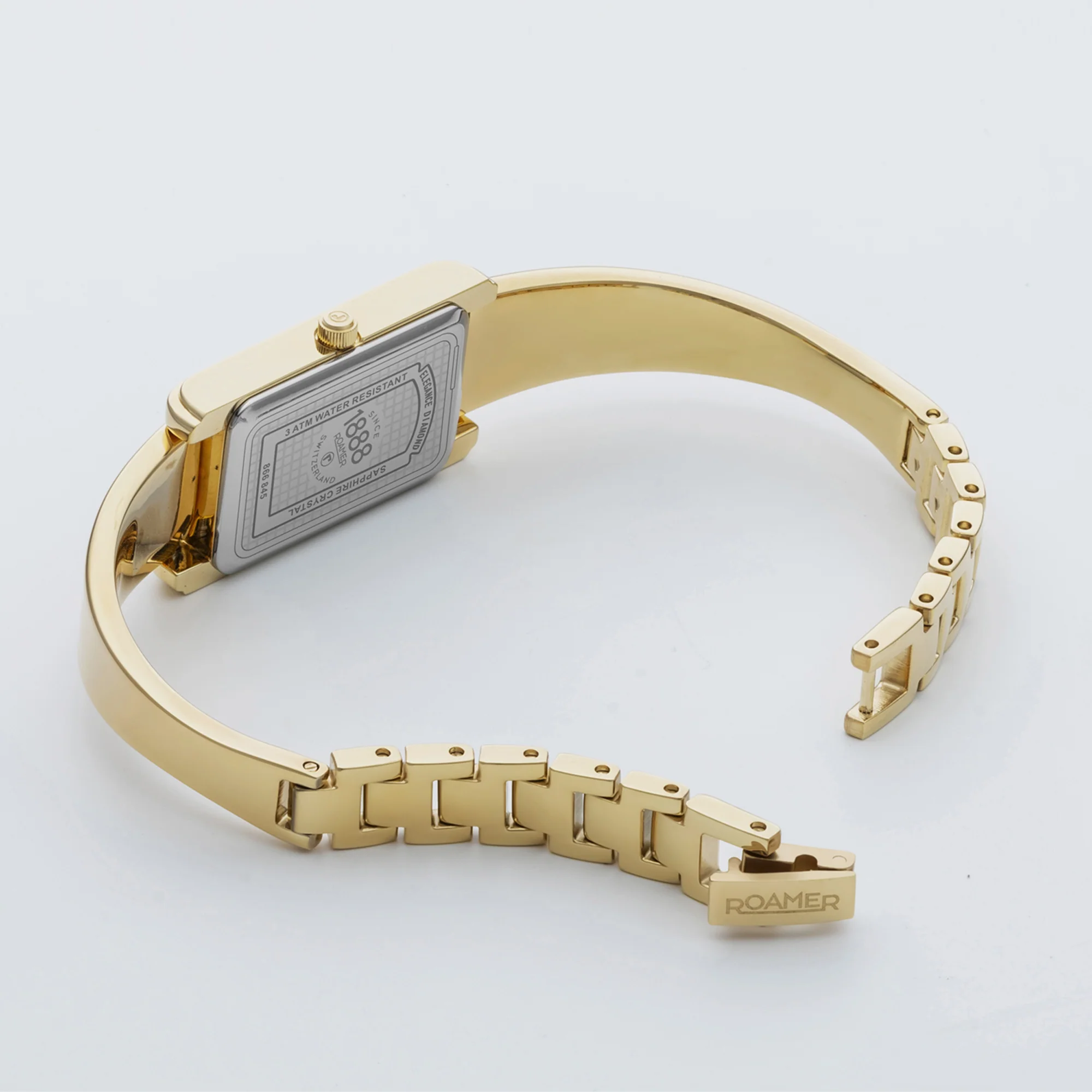 Elegance Diamond Women Quartz Gold Dial Analog Stainless Steel Watch 866845 48 35 20 - Image 3