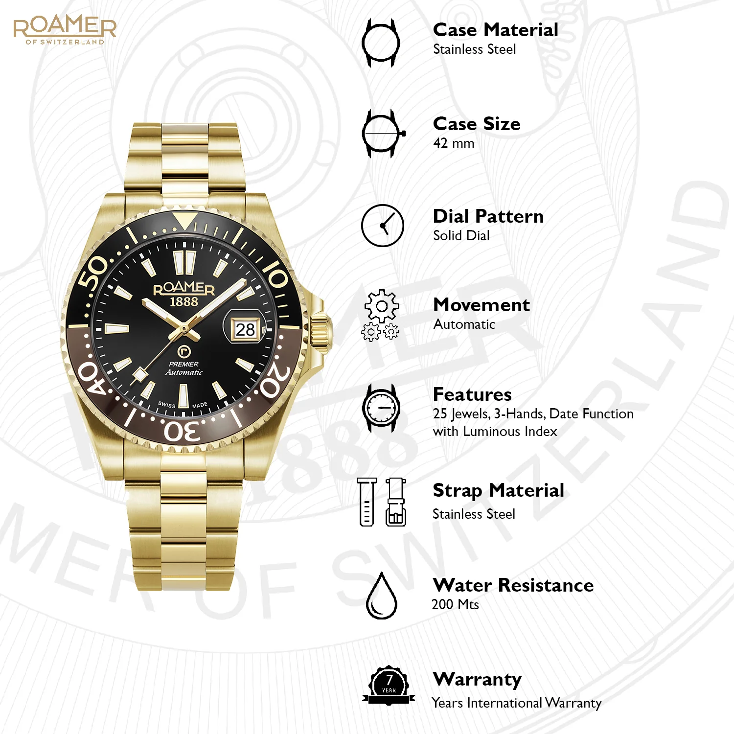 Premier Men Automatic Black Dial Analog Stainless Steel Watch 986983 48 85 20 - Image 7