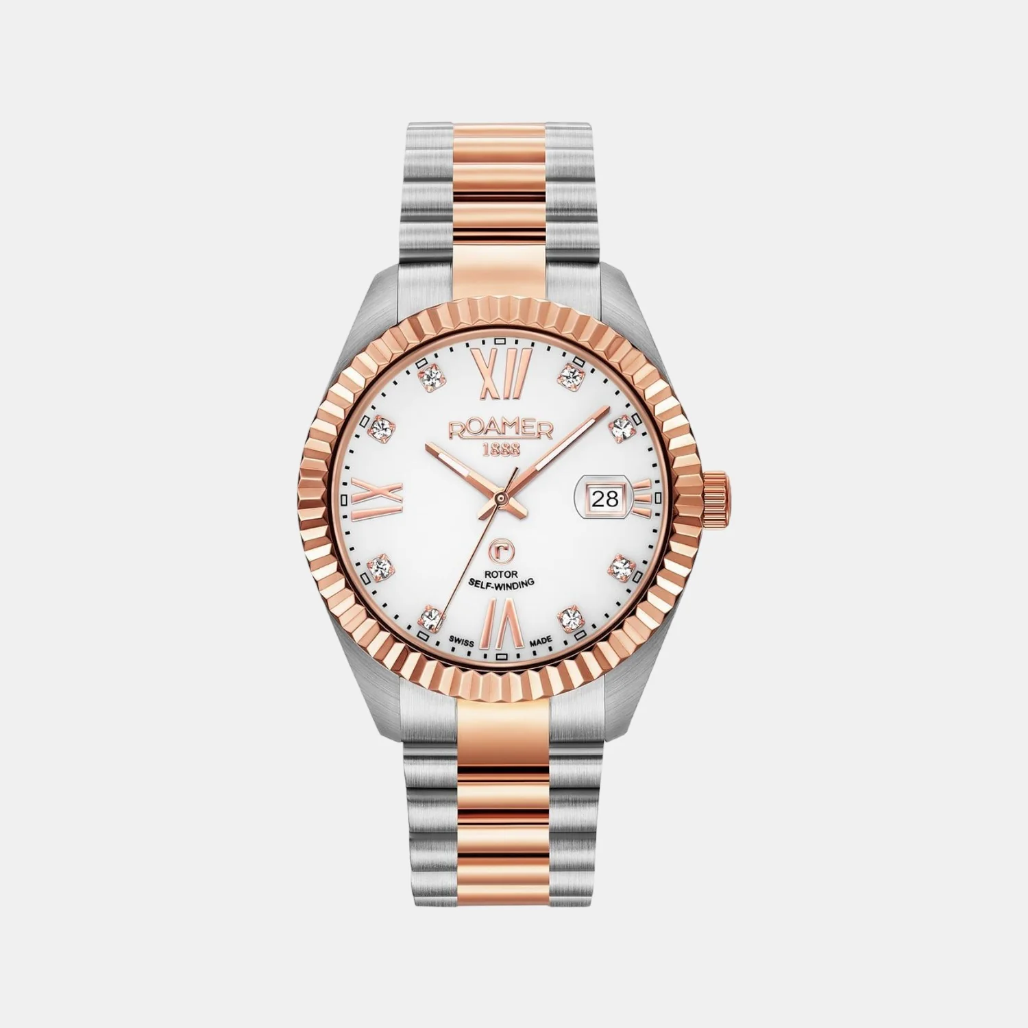 Primeline Crystal Men Automatic White Dial Analog Stainless Steel Watch 981661 47 29 90