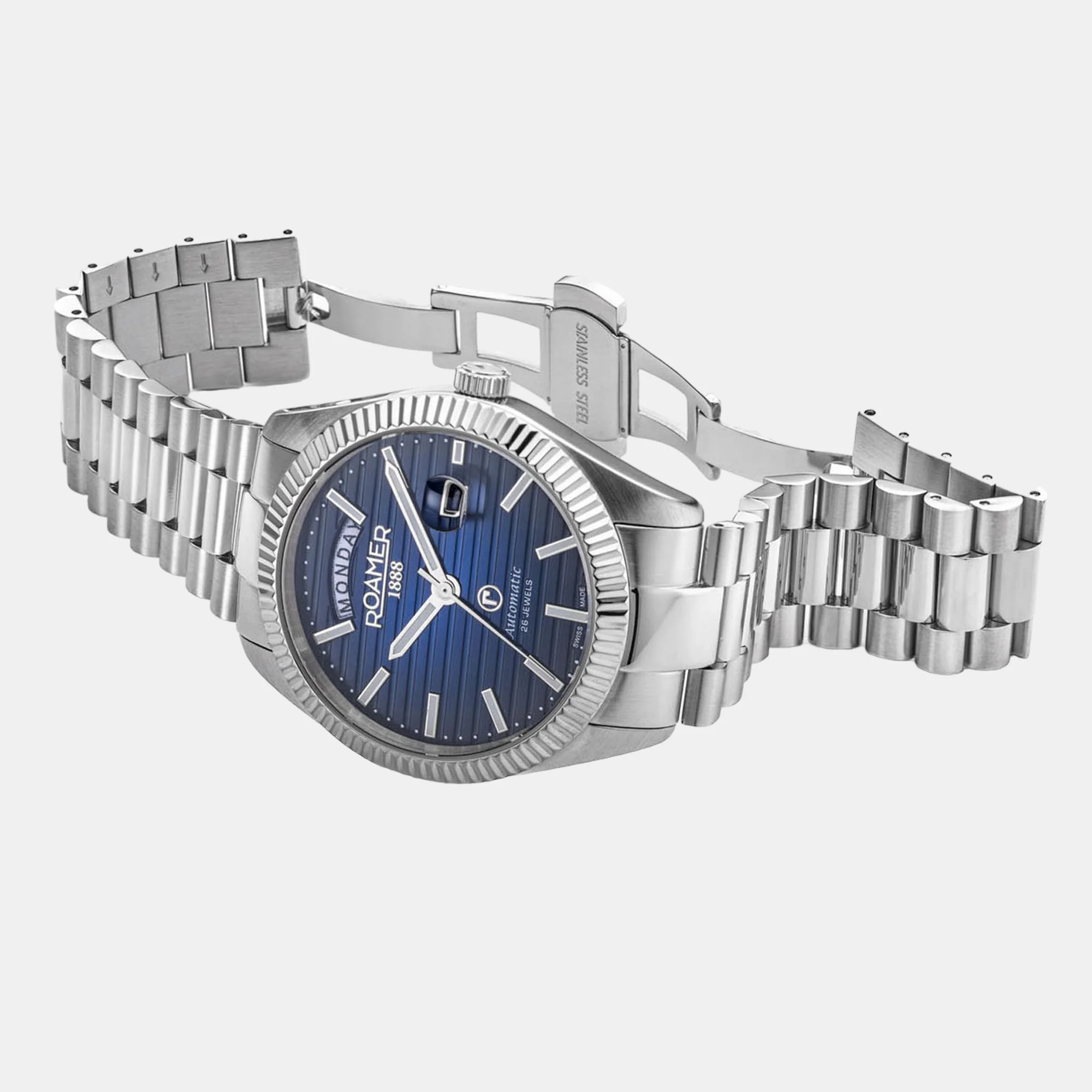 Primeline Daydate Ii Men Automatic Blue Dial Analog Stainless Steel Watch 981666 41 45 50 - Image 4