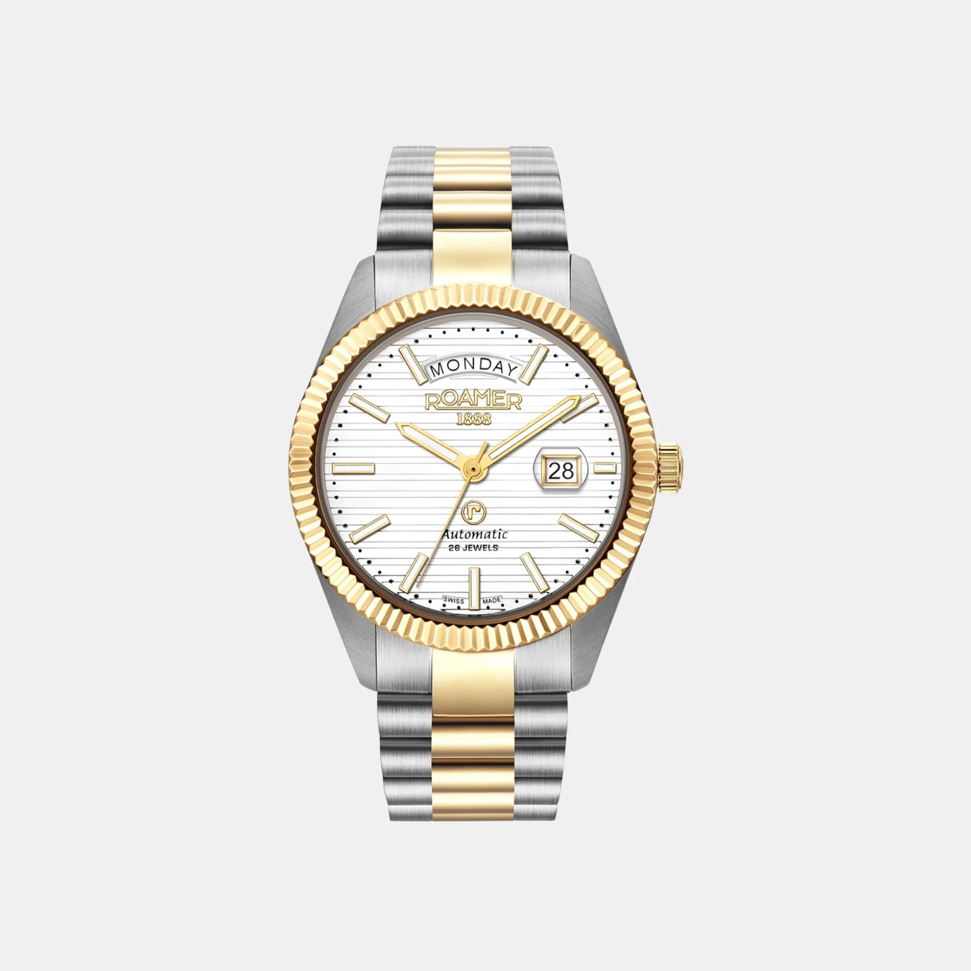 Primeline Daydate Ii Men Quartz White Dial Analog Stainless Steel Watch 981666 47 25 50 - Image 3