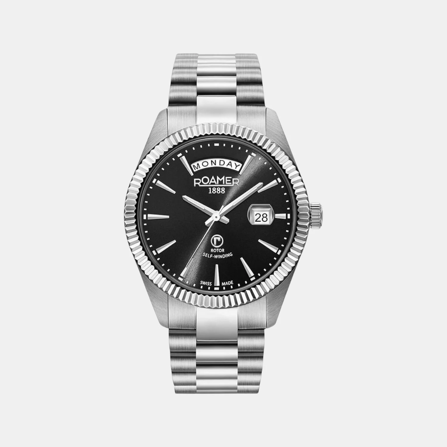 Primeline Daydate Men Mechanical Black Dial Analog Stainless Steel Watch 981662 41 55 90 - Image 2