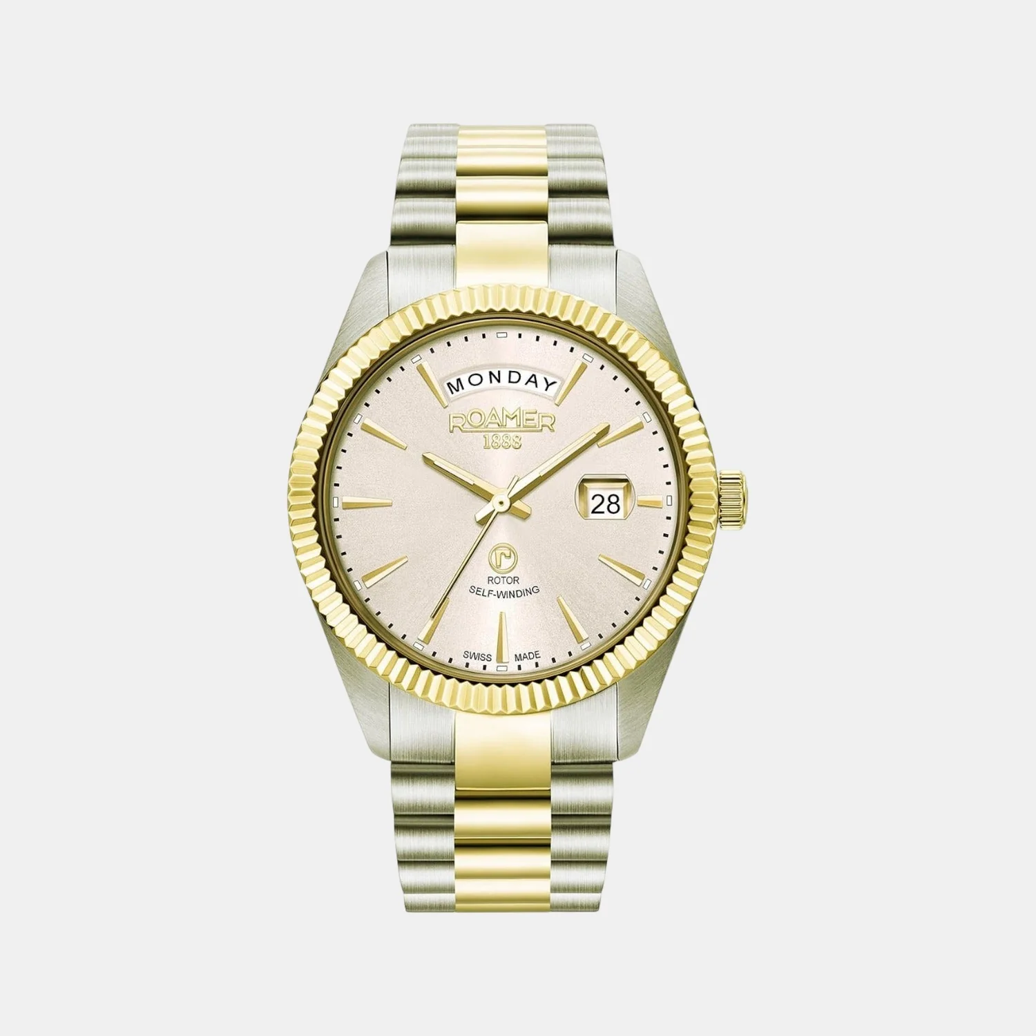 Primeline Daydate Men Mechanical Silver Dial Analog Stainless Steel Watch 981662 48 15 90